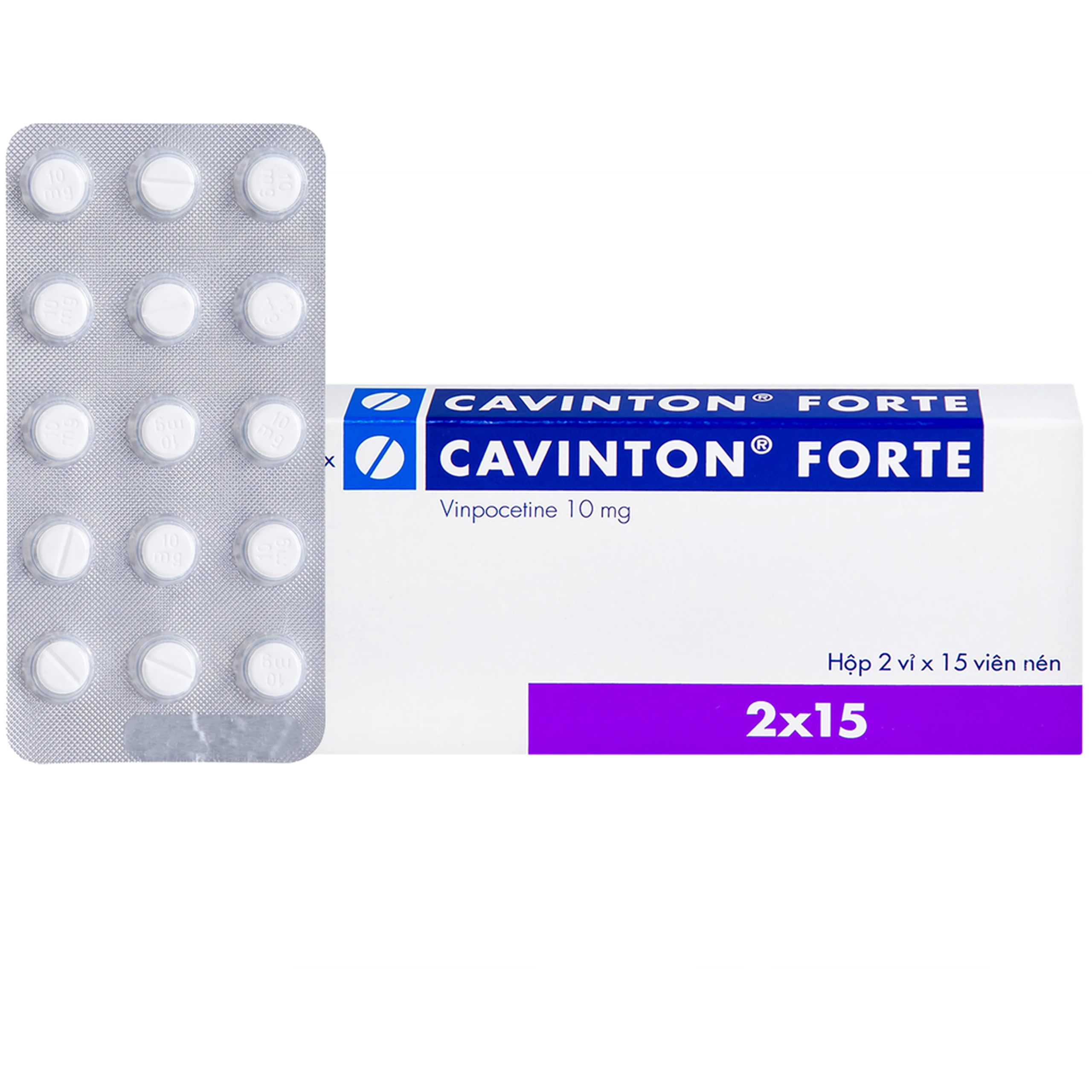 Thuốc Cavinton Forte 10mg Gedeon điều trị rối loạn tuần hoàn máu não (2 vỉ x 15 viên) 1