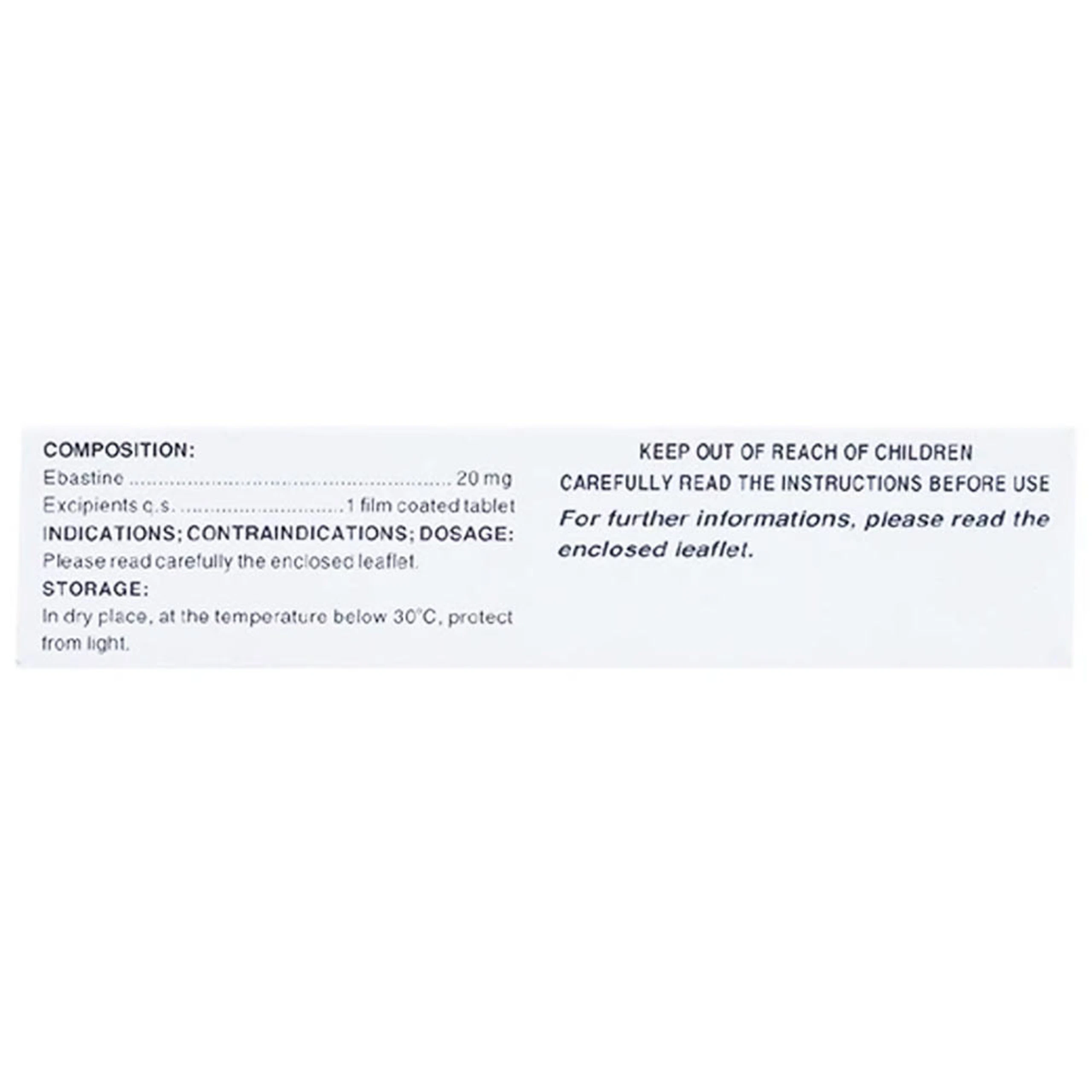 Thuốc Cebastin20 Dược 3-2 điều trị viêm mũi dị ứng, mày đay (3 vỉ x 10 viên) 