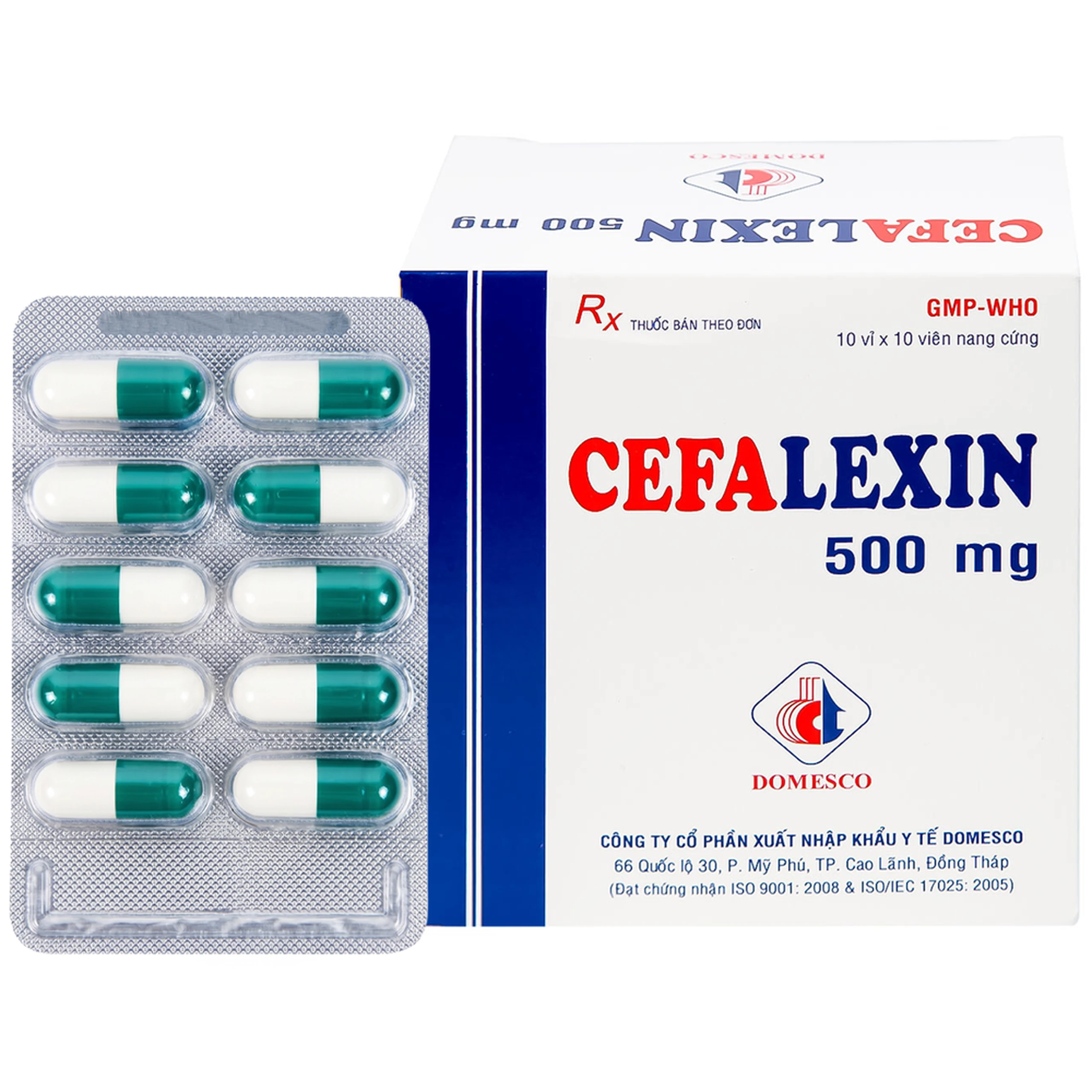 Thuốc Cefalexin 500mg Domesco điều trị nhiễm khuẩn (10 vỉ x 10 viên) 1