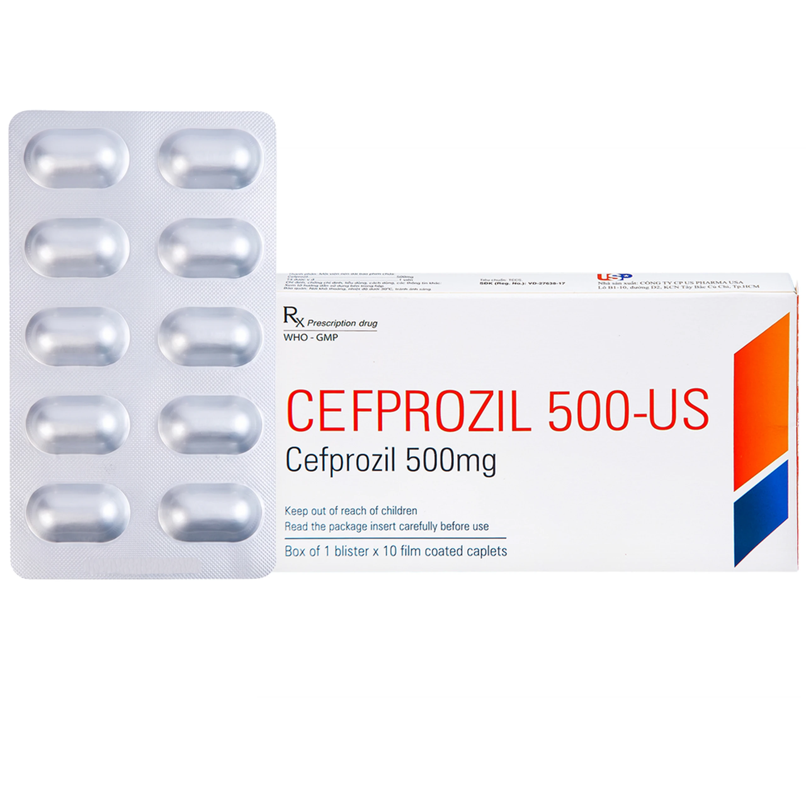 Thuốc Cefprozil 500-US điều trị nhiễm khuẩn (1 vỉ x 10 viên) 1