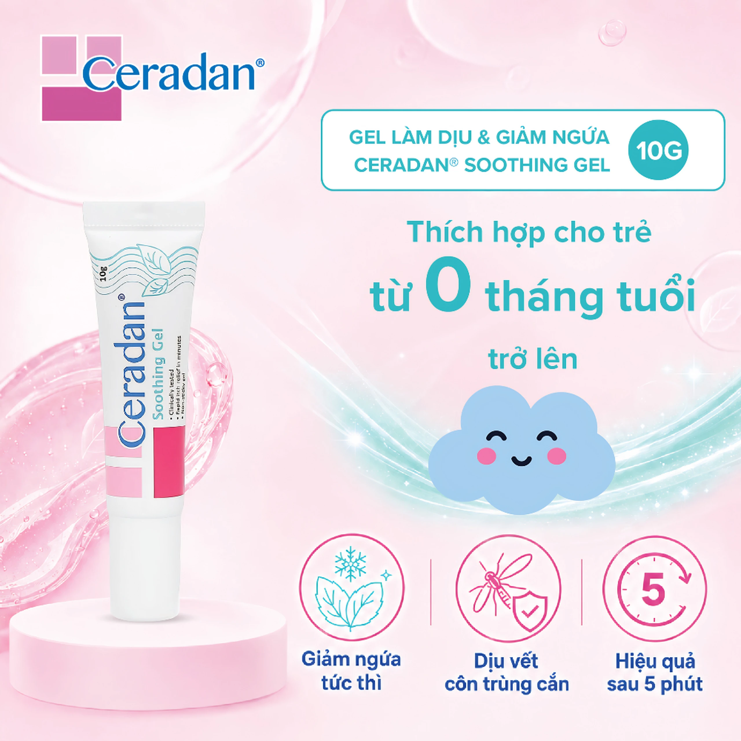 Kem dưỡng ẩm Ceradan Soothing Gel làm dịu, phục hồi da nhạy cảm 10g 4