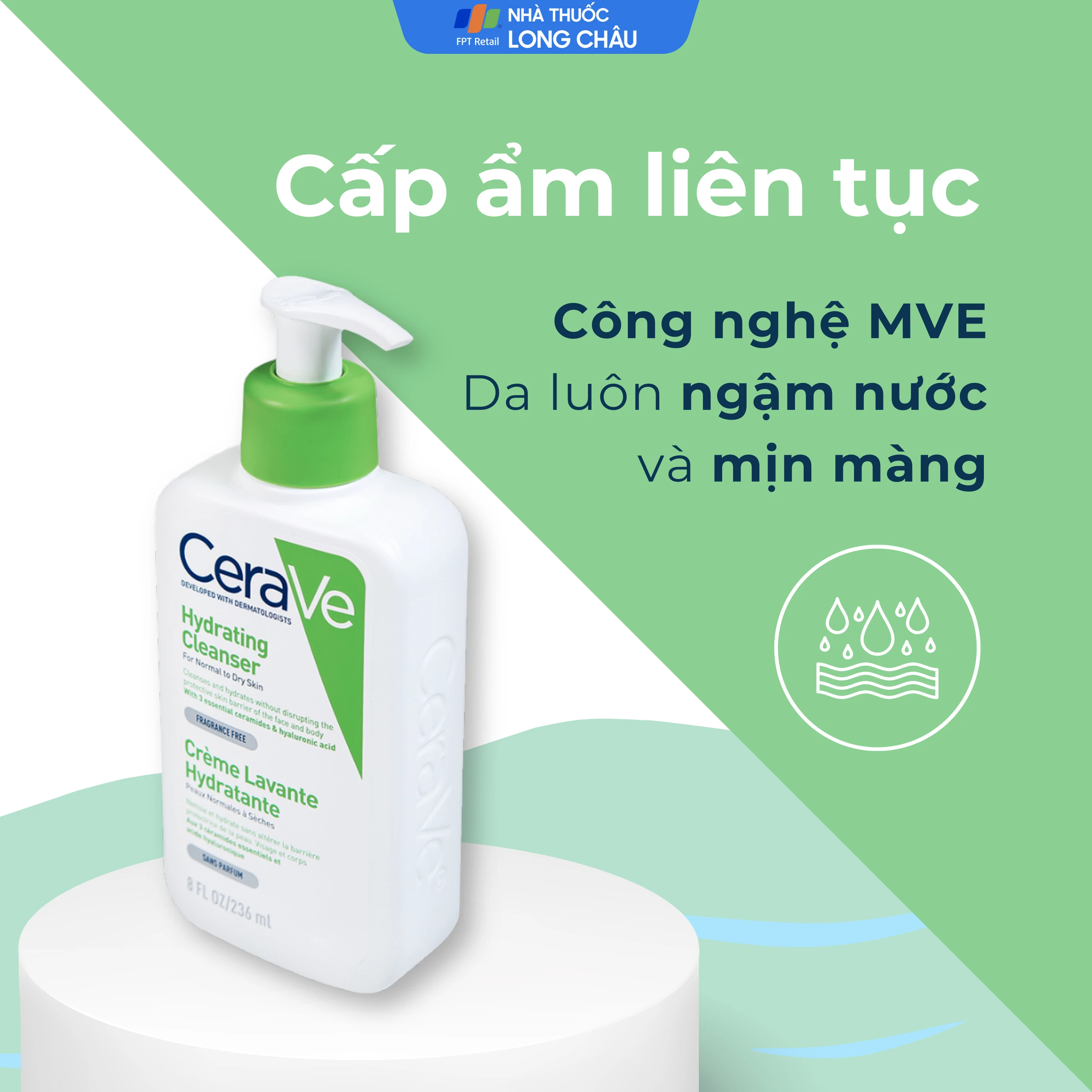 Sữa rửa mặt cho da thường và khô Cerave Hydrating Cleanser 236ml