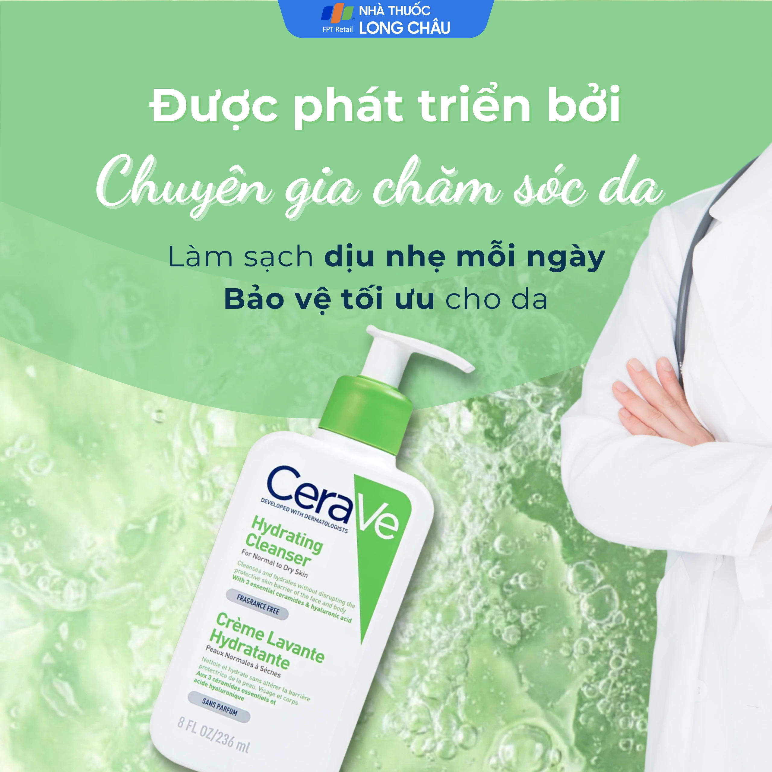 Sữa rửa mặt cho da thường và khô Cerave Hydrating Cleanser 236ml
