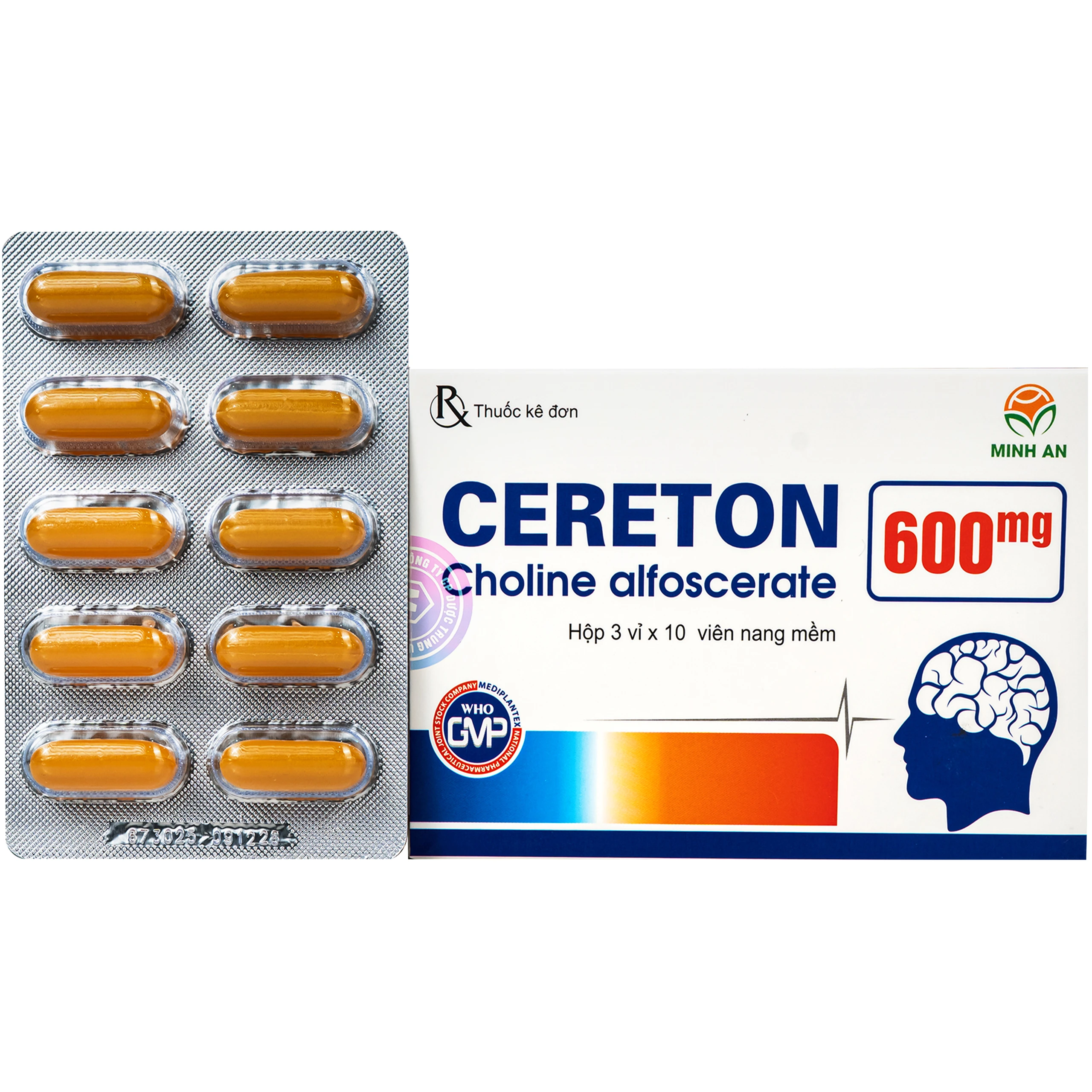 Thuốc Cereton 600mg Mediplantex chỉ định điều trị các hội chứng thoái hóa não hữu cơ, rối loạn tâm lý - hành vi ở người lớn tuổi, hồi phục sau tai biến (3 vỉ x 10 viên) 1