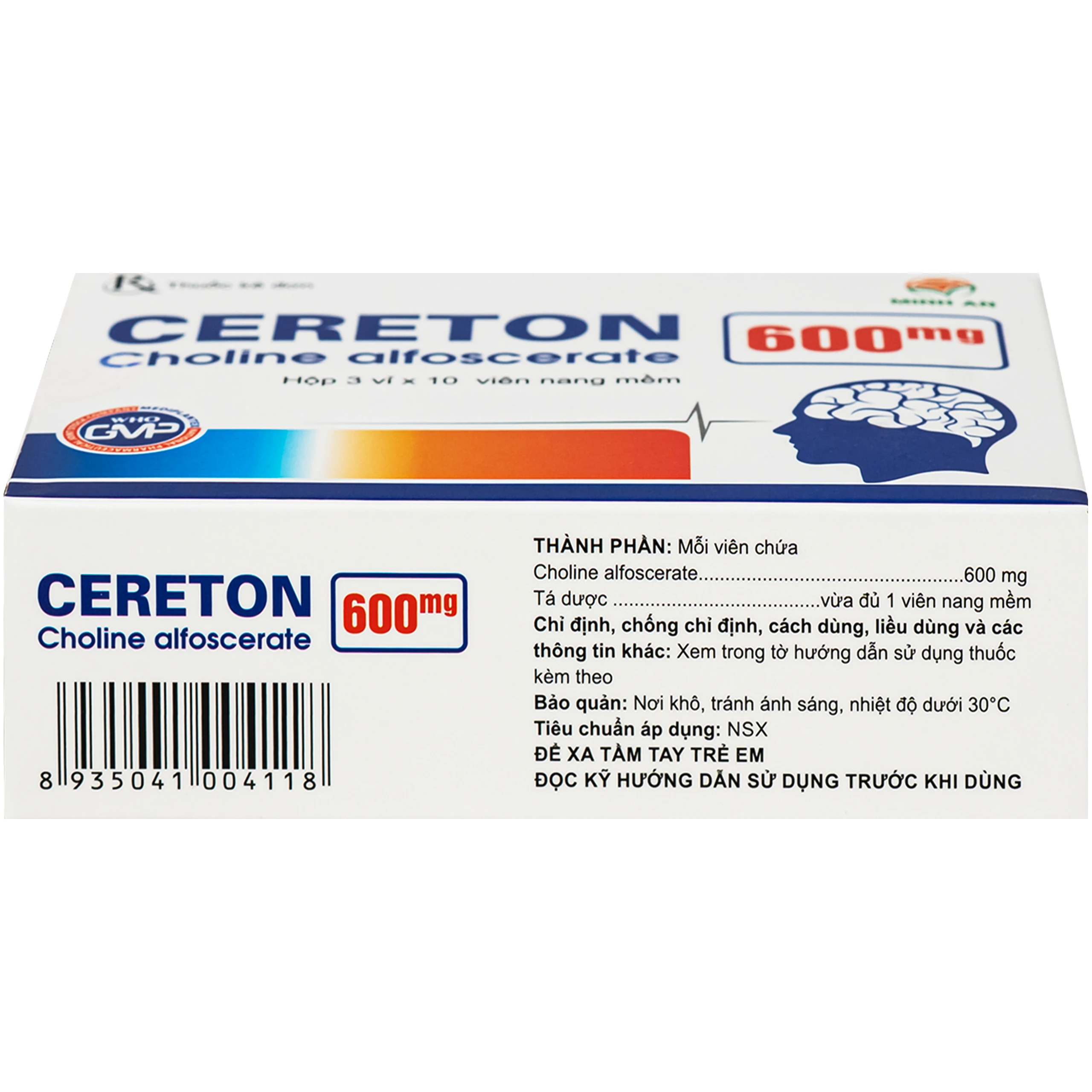 Thuốc Cereton 600mg Mediplantex chỉ định điều trị các hội chứng thoái hóa não hữu cơ, rối loạn tâm lý - hành vi ở người lớn tuổi, hồi phục sau tai biến (3 vỉ x 10 viên) 4