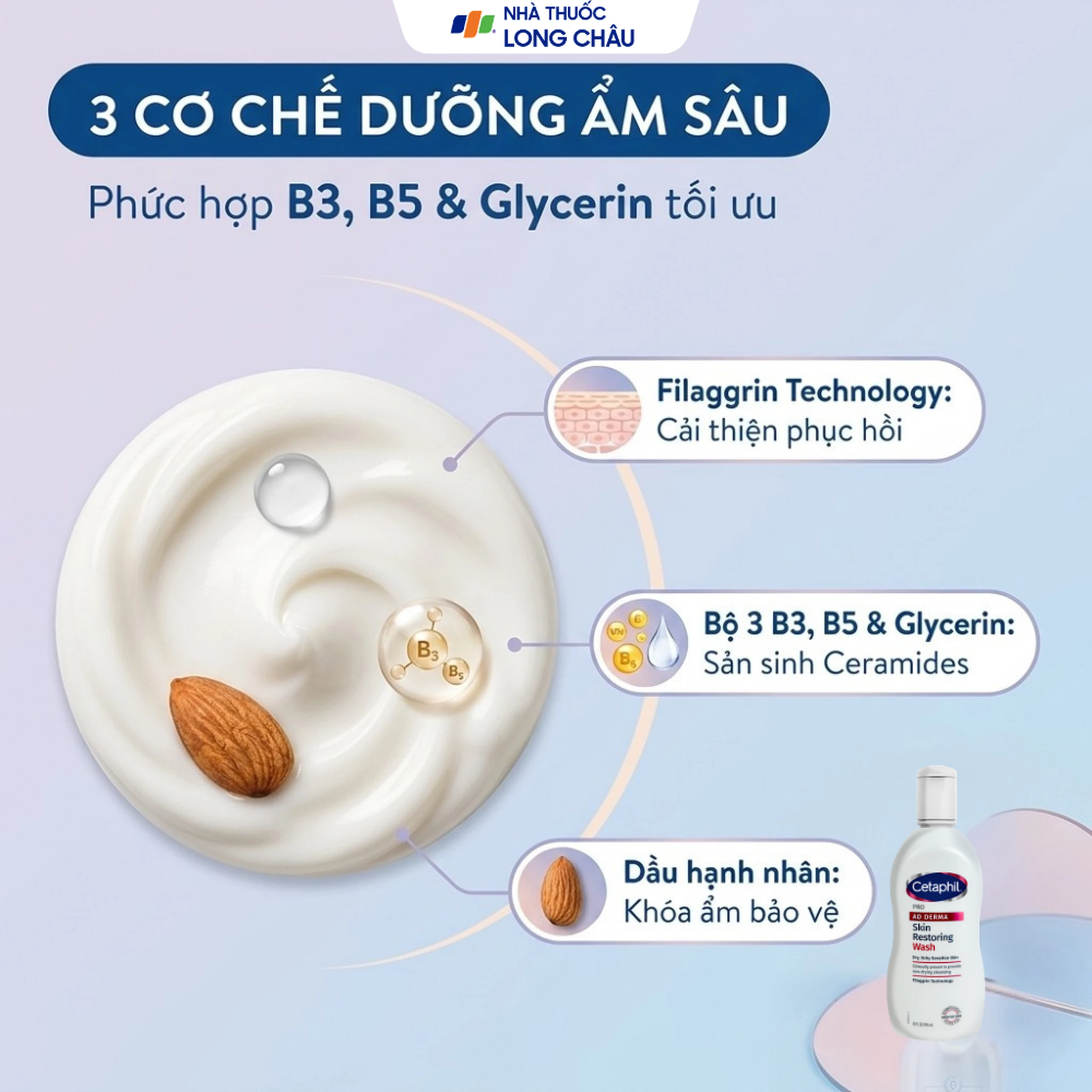 Sữa tắm cho da chàm và da khô Cetaphil Pro Ad Derma Skin Restoring Wash 295ml 3