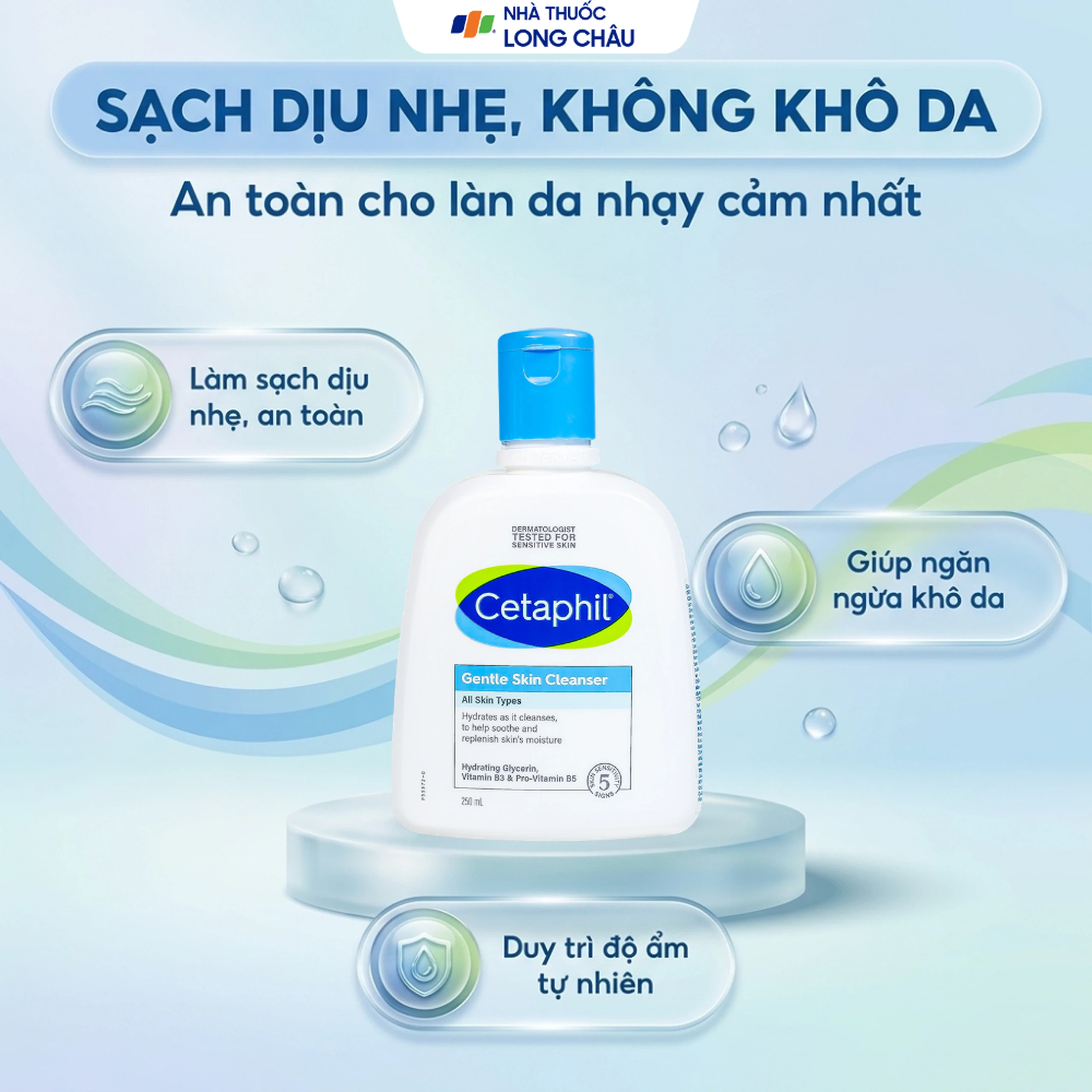 Sữa rửa mặt Cetaphil Gentle Cleanser dành cho da nhạy cảm (250ml) 2