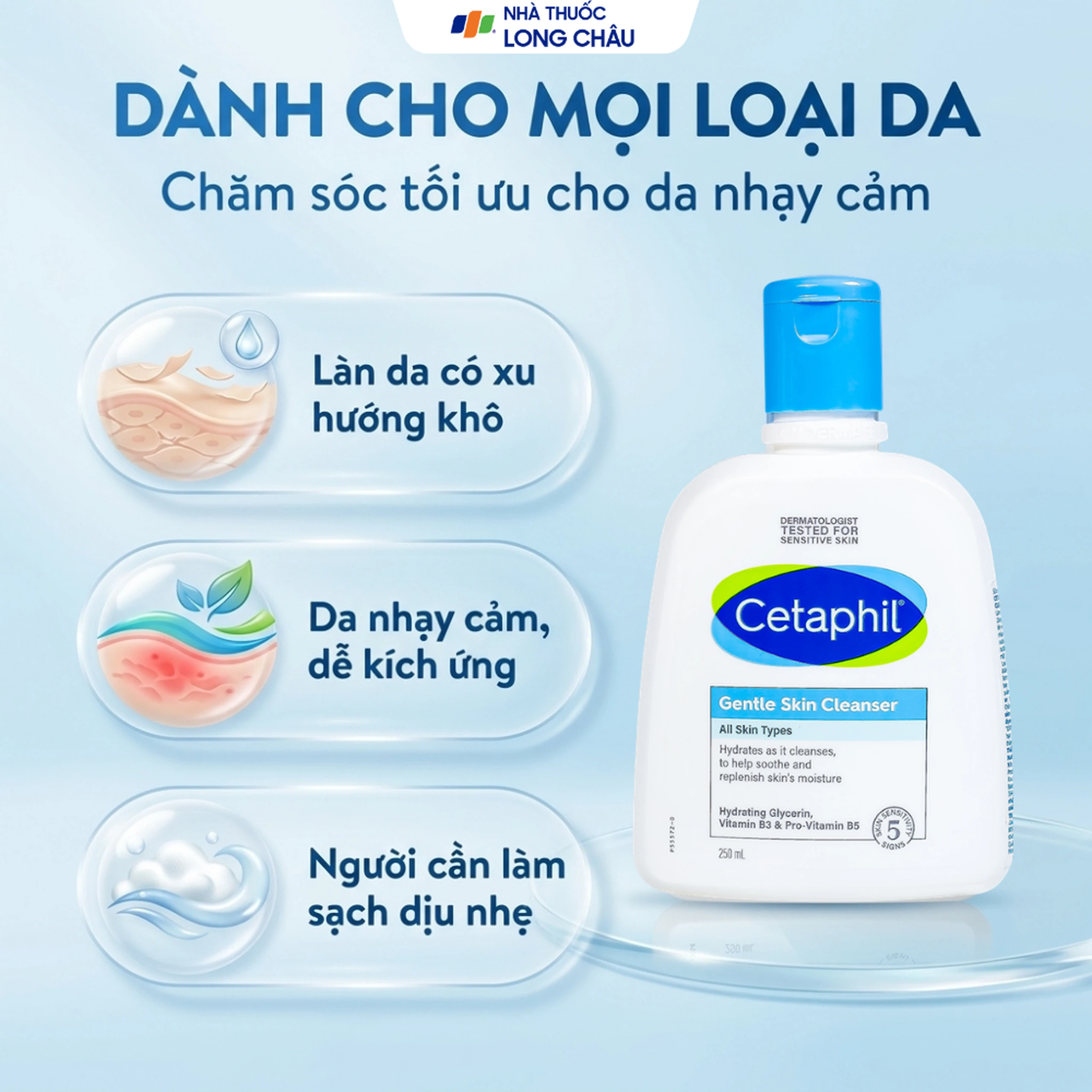 Sữa rửa mặt Cetaphil Gentle Cleanser dành cho da nhạy cảm (250ml) 5