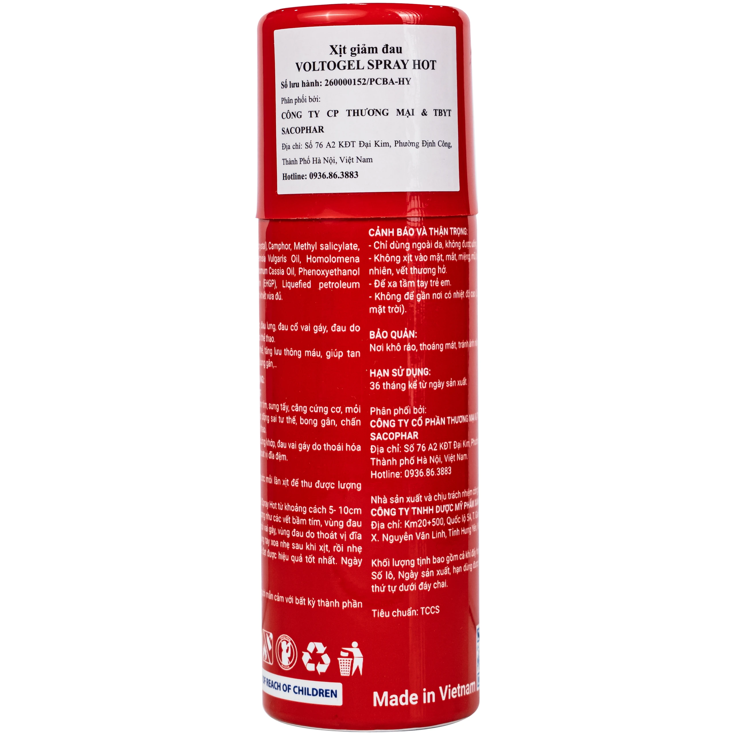 Chai xịt nóng Voltogel Hot Spray 120ml giúp giảm đau cơ, đau vai, bầm tím, bong gân 8