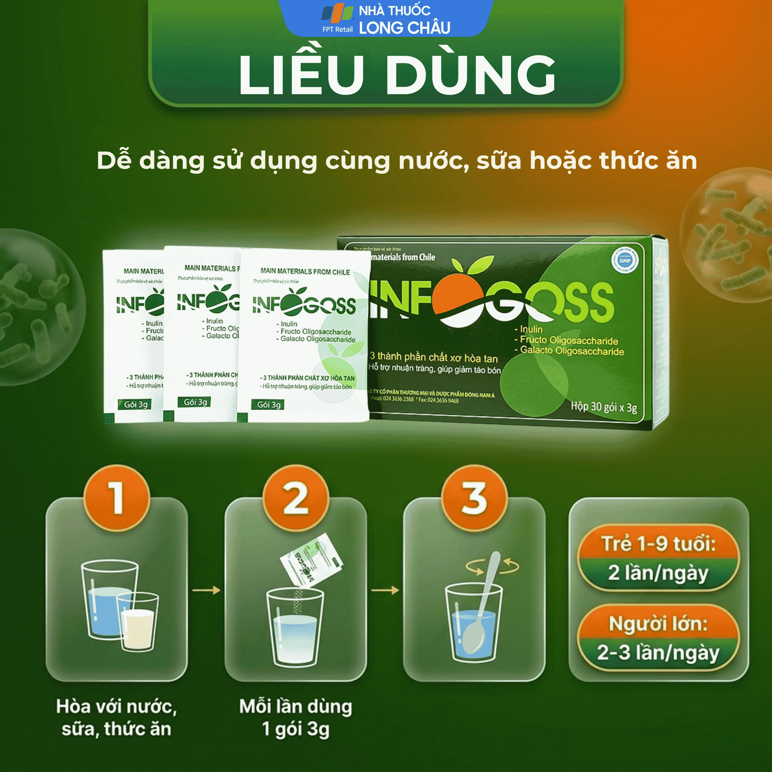 Bột hòa tan giúp giảm táo bón Infogoss IAP (30 gói) 5