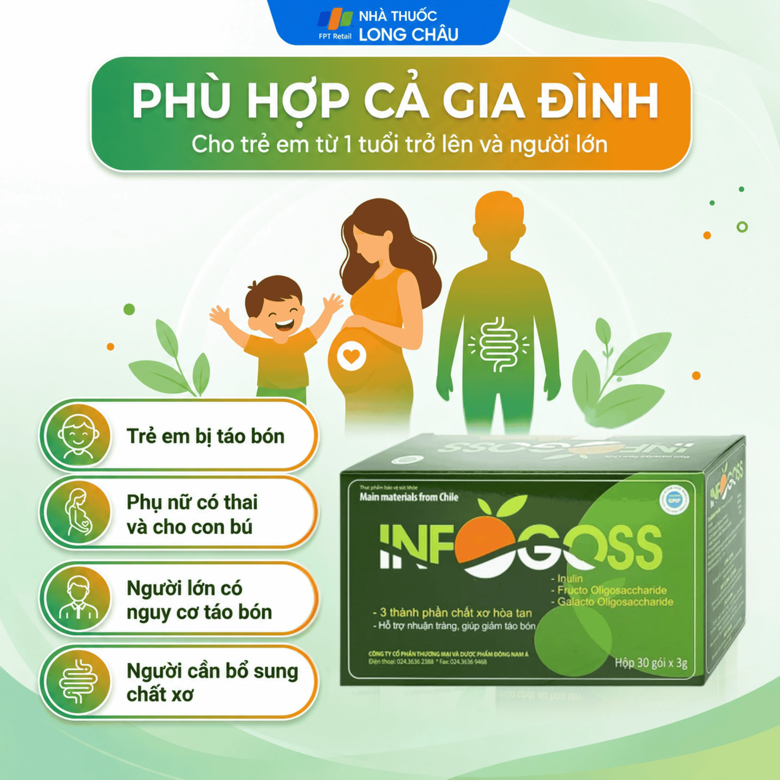 Bột hòa tan giúp giảm táo bón Infogoss IAP (30 gói) 4