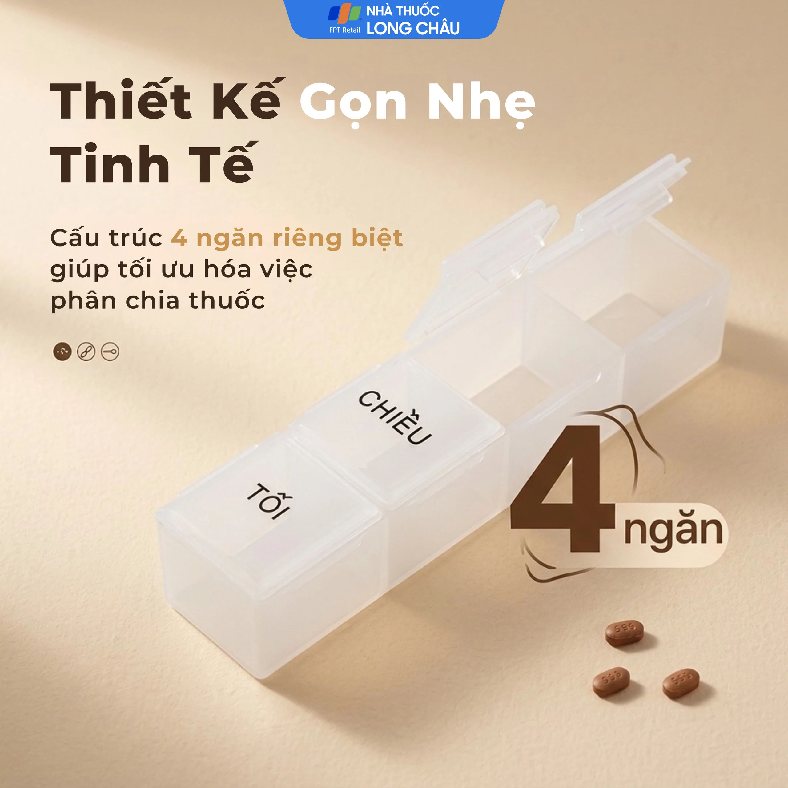 Hộp phân liều ngày 4 ngăn dài, nhỏ gọn, tiện dụng 4