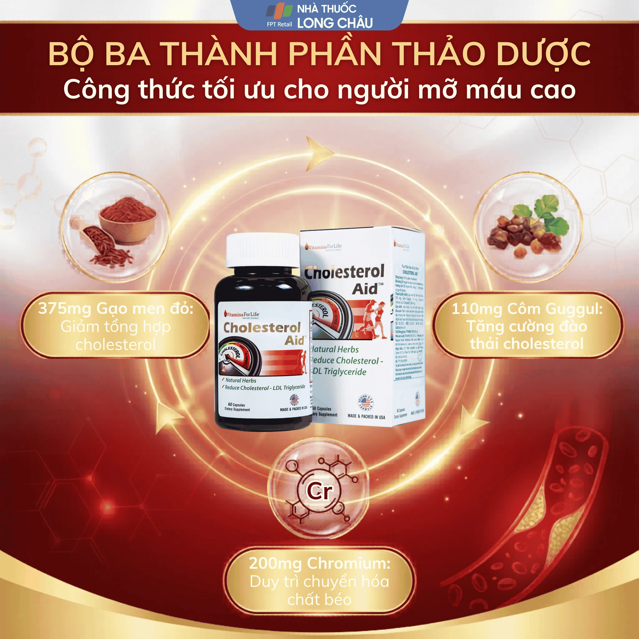 Viên uống hỗ trợ giảm cholesterol Cholesterol Aid Vitamins For Life (60 viên) 4