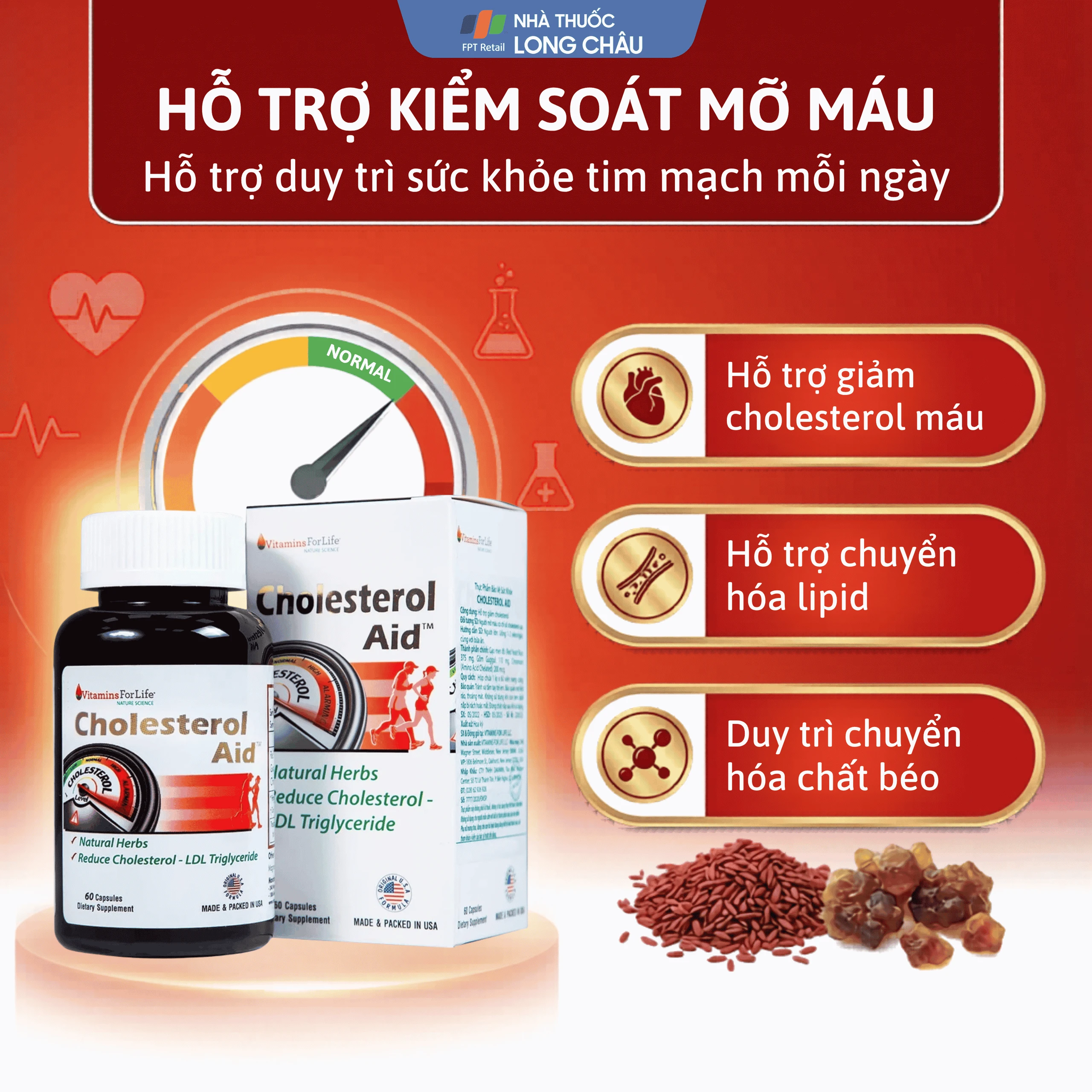 Viên uống hỗ trợ giảm cholesterol Cholesterol Aid Vitamins For Life (60 viên) 3