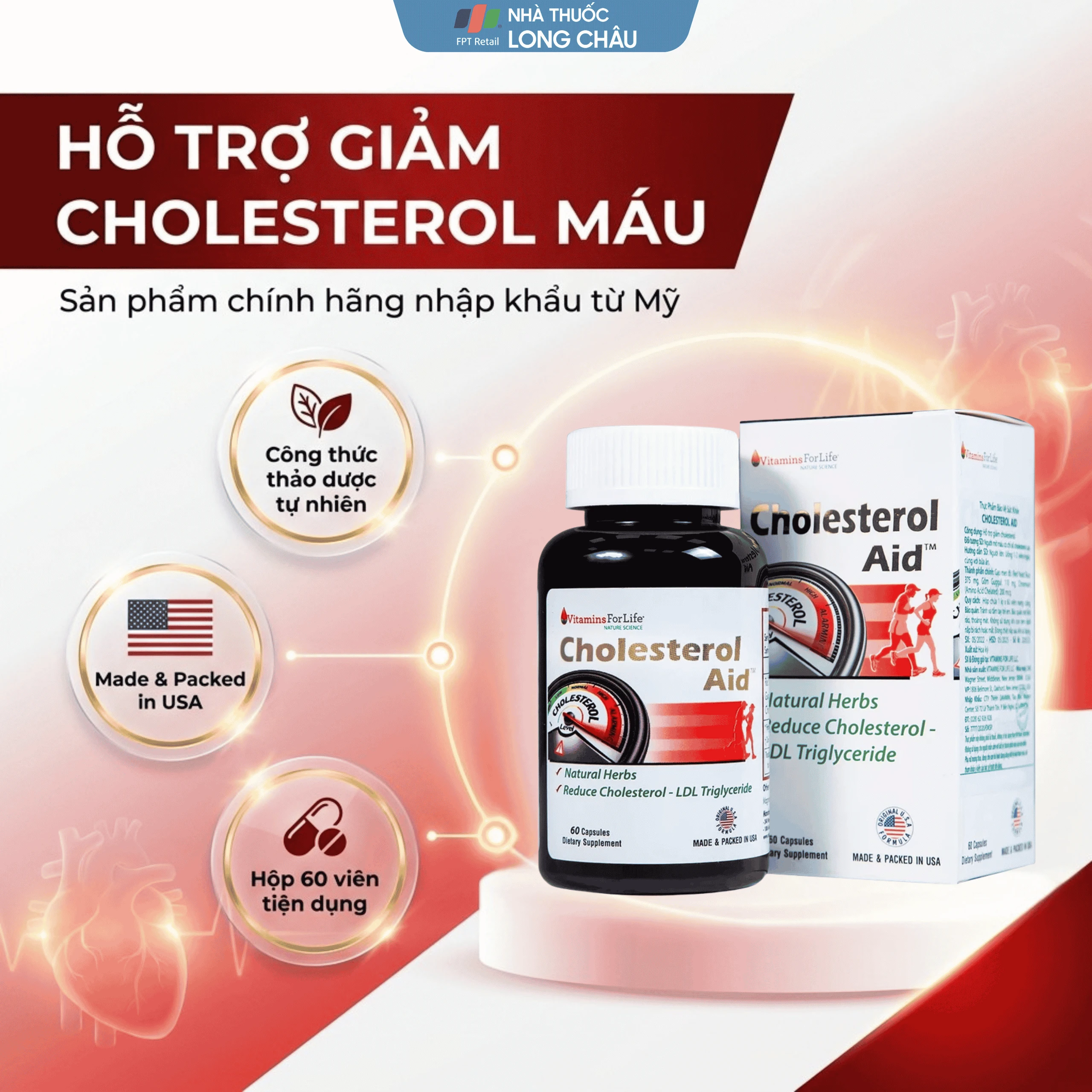 Viên uống hỗ trợ giảm cholesterol Cholesterol Aid Vitamins For Life (60 viên) 2