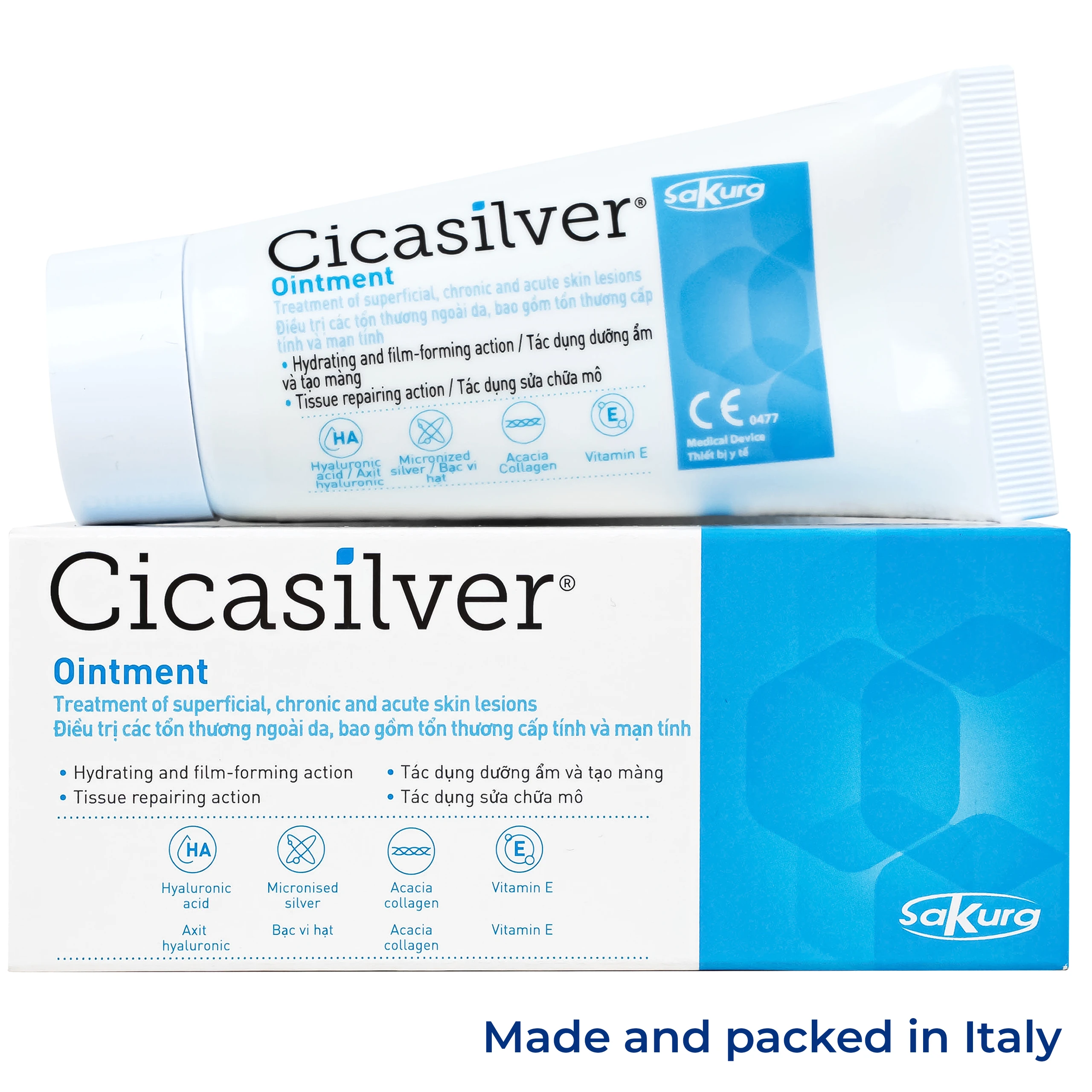 Kem bôi vết thương Cicasilver Ointment 50ml hỗ trợ điều trị các vết thương hở cấp và mãn tính
