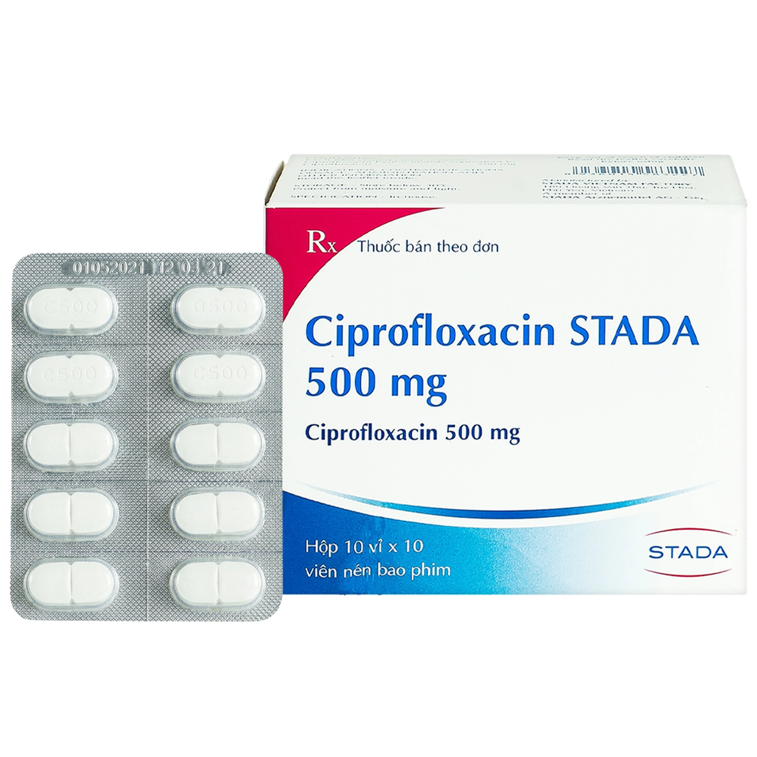 Thuốc Ciprofloxacin Stada 500mg điều trị trong các trường hợp nhiễm khuẩn (10 vỉ x 10 viên)