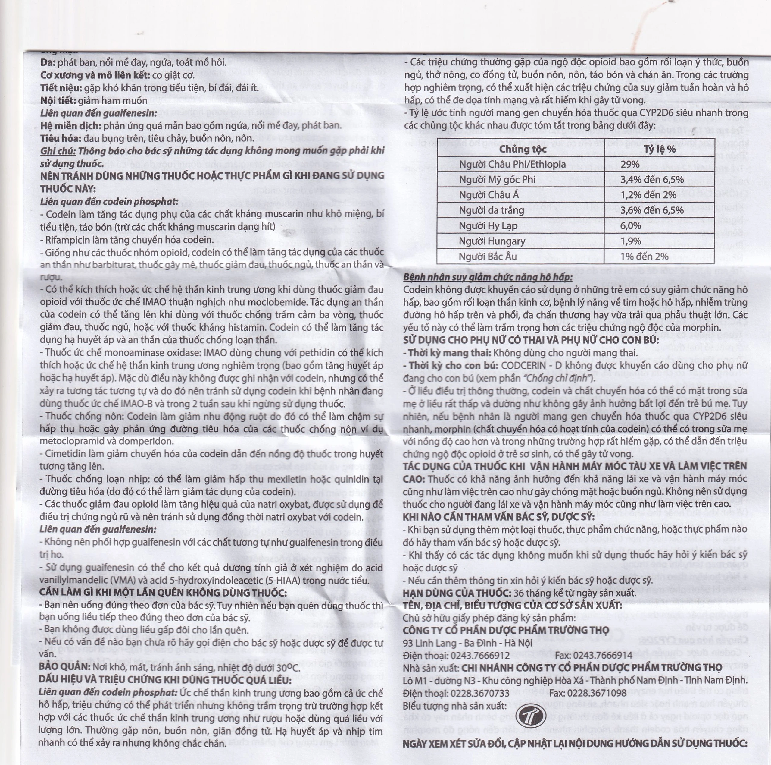 Thuốc CODCERIN-D Trường Thọ điều trị triệu chứng ho khan, ho có đờm, ho do dị ứng (2 vỉ x 10 viên)