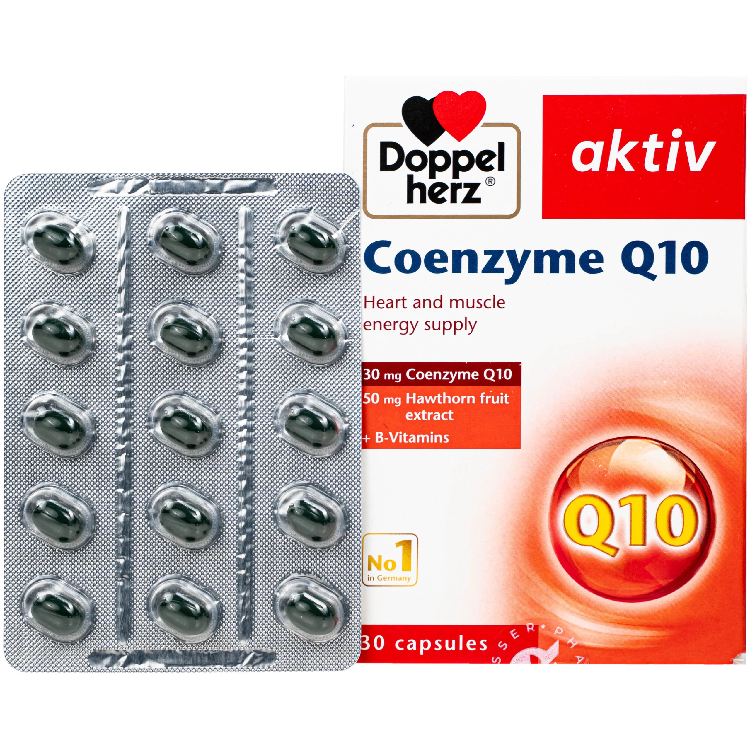 Viên uống hỗ trợ sức khỏe tim mạch Coenzyme Q10 Doppelherz (2 vỉ x 15 viên)