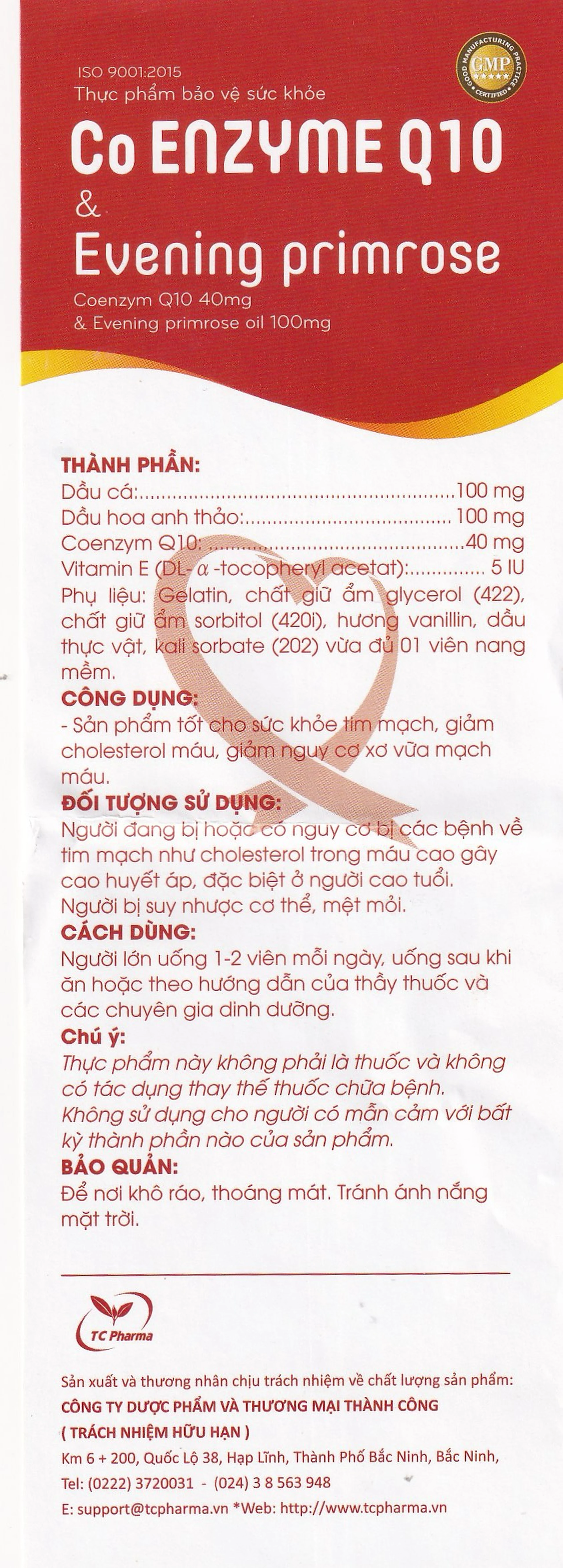 Viên uống hỗ trợ tốt cho tim mạch, giảm cholesterol máu Co Enzyme Q10 & Evening primrose (30 viên)