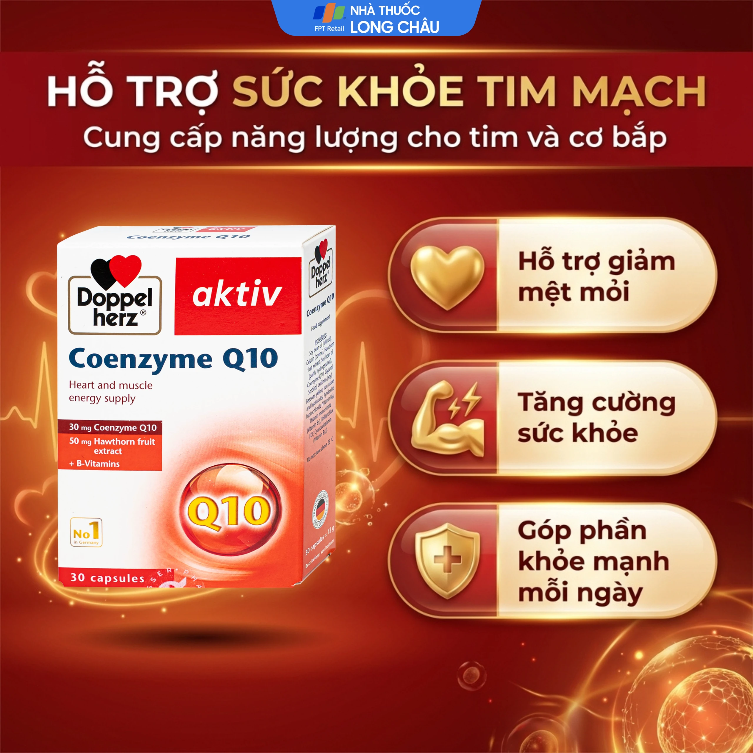 Viên uống hỗ trợ sức khỏe tim mạch Coenzyme Q10 Doppelherz (2 vỉ x 15 viên) 2