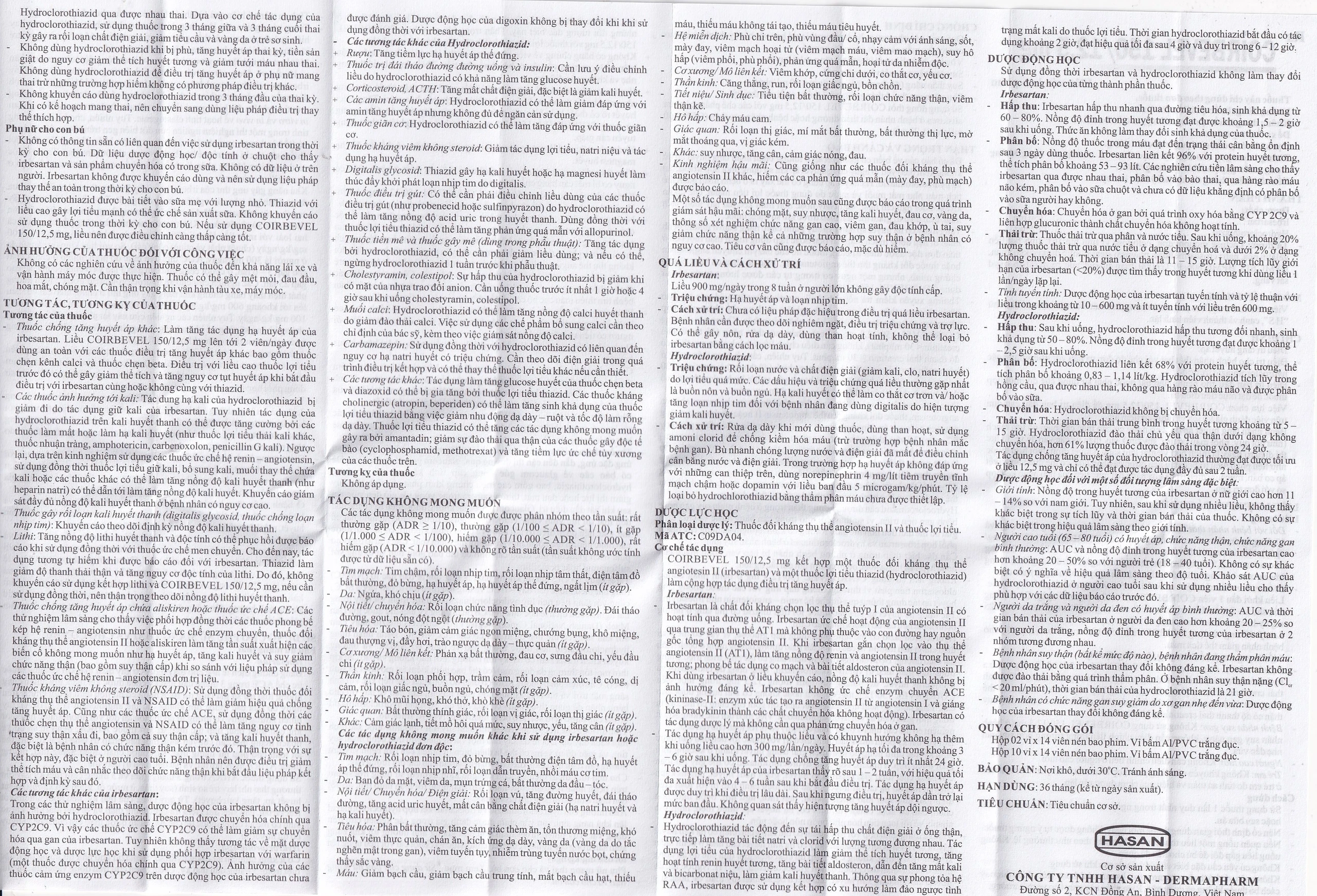Thuốc Coirbevel 150/12.5mg Hasan điều trị tăng huyết áp (2 vỉ x 14 viên)