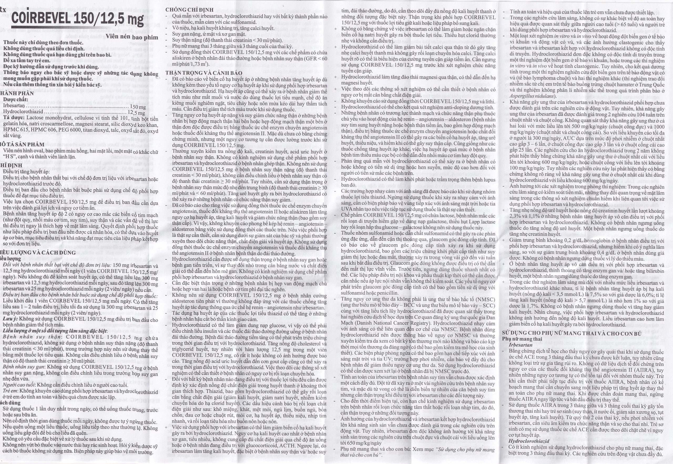 Thuốc Coirbevel 150/12.5mg Hasan điều trị tăng huyết áp (2 vỉ x 14 viên)