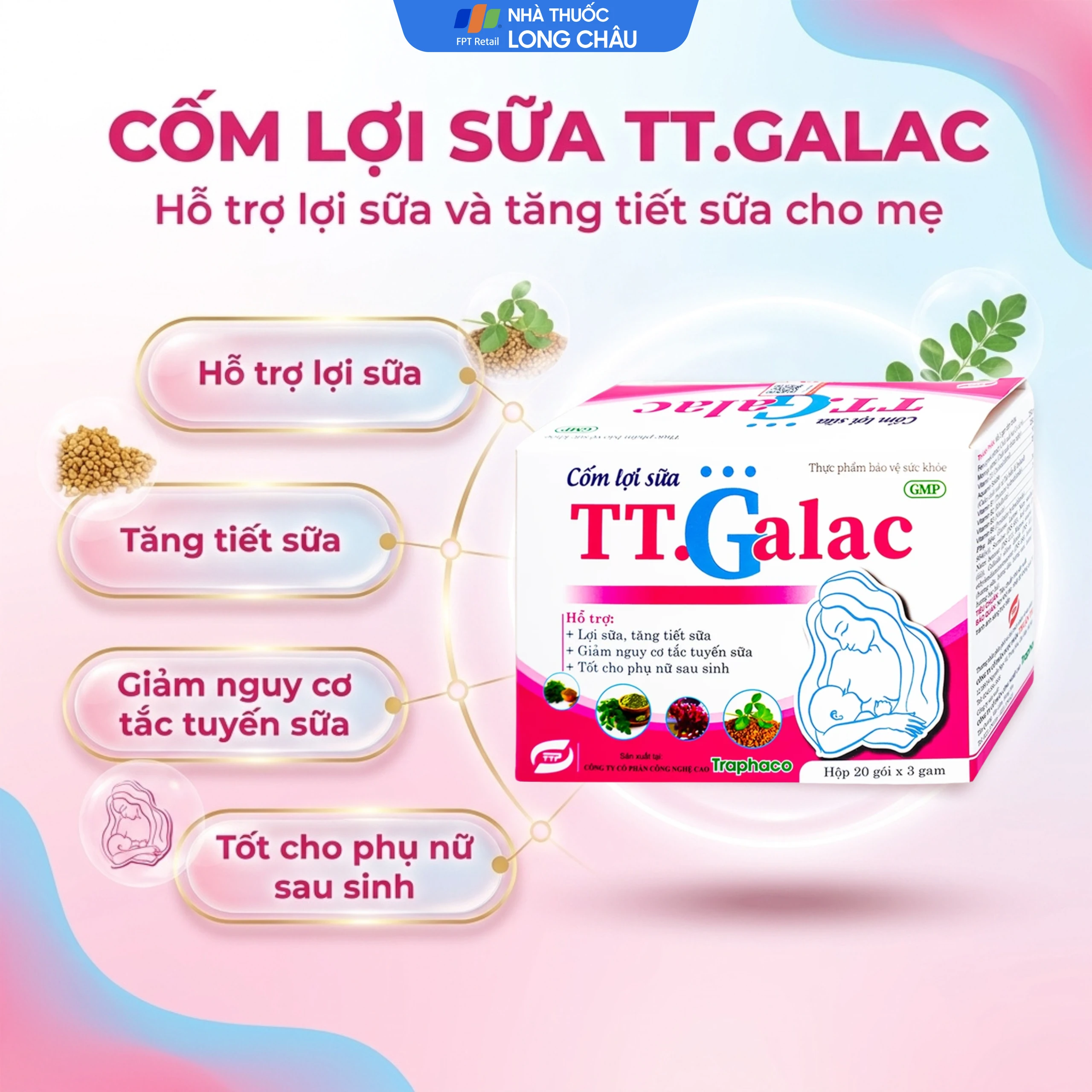 Cốm lợi sữa hỗ trợ lợi sữa, tăng tiết sữa cho phụ nữ sau sinh TT.Galac Traphaco (20 gói x 3g) 2