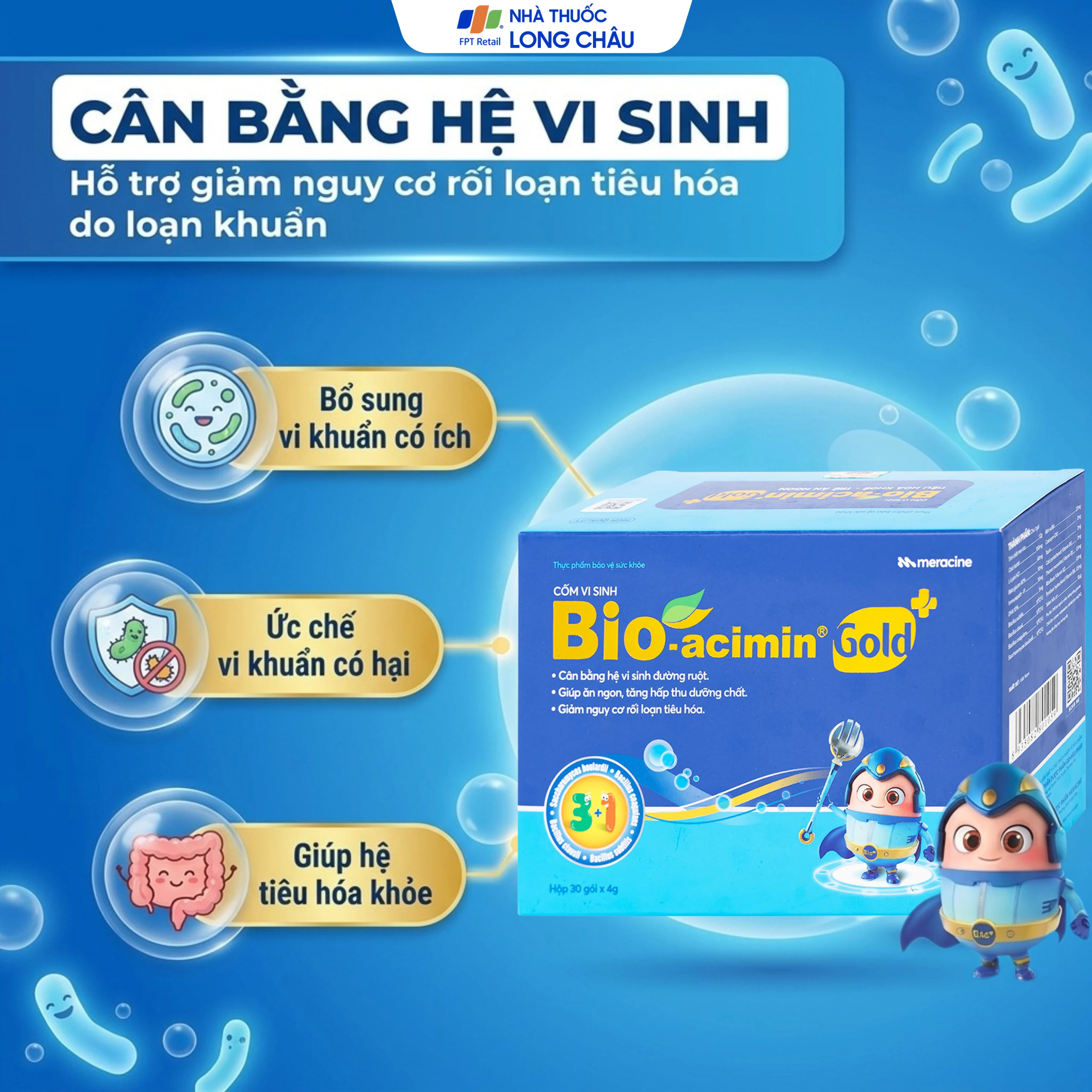 Cốm vi sinh hỗ trợ tiêu hóa Bioacimin Gold Meracine (30 gói) 2