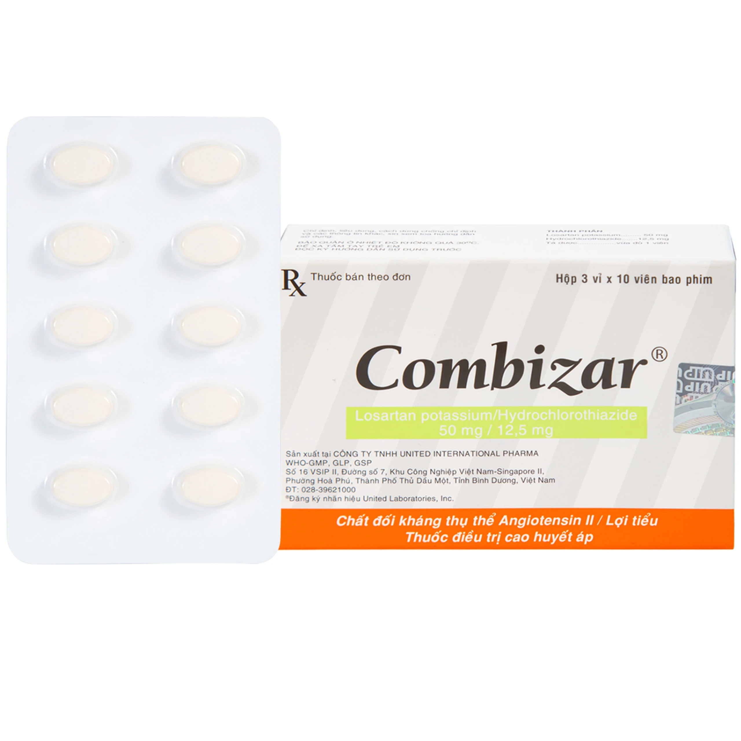 Thuốc Combizar United điều trị cao huyết áp (3 vỉ x 10 viên) 1