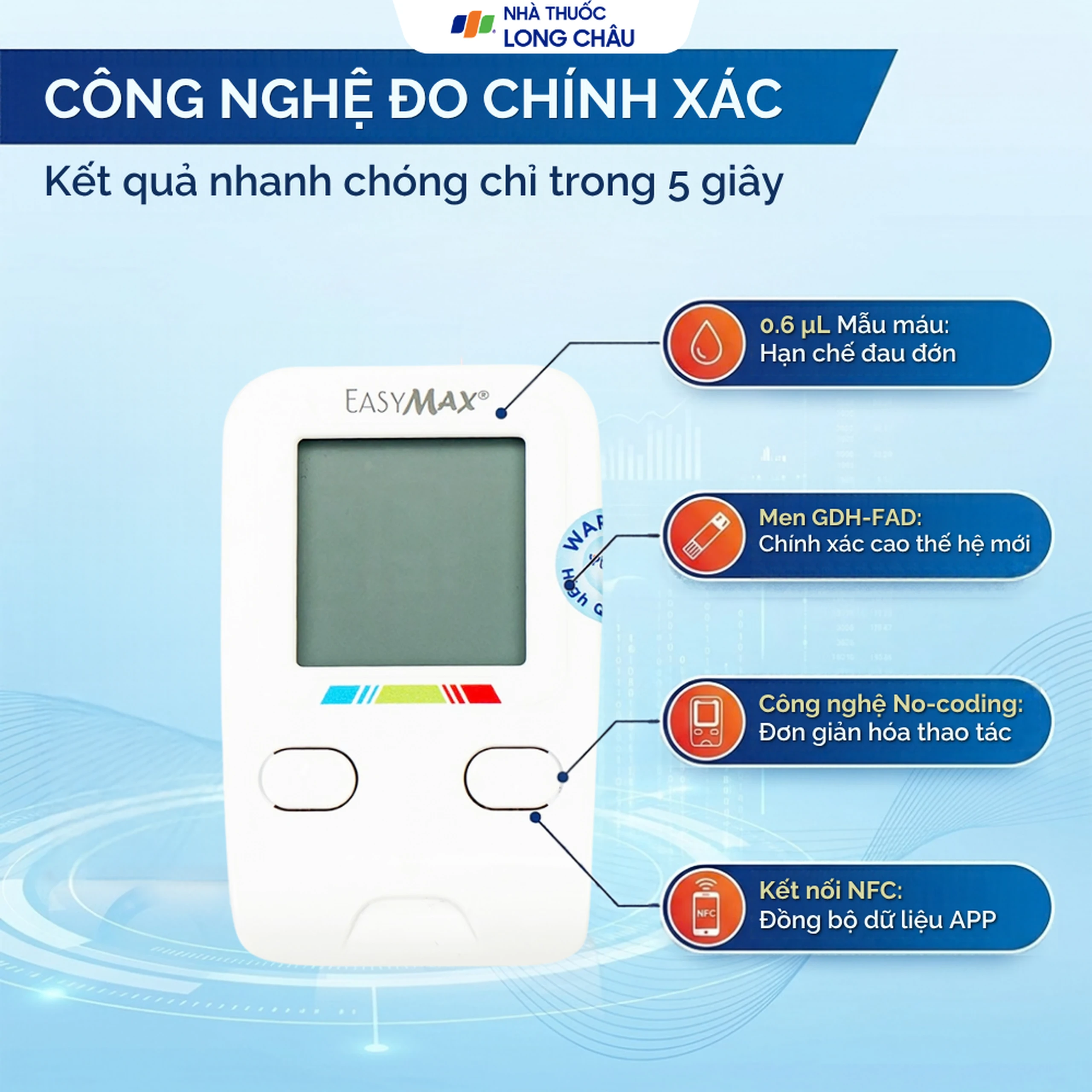 Combo 3 hộp que thử đường huyết Easy Max (25 cái) - tặng máy đo đường huyết Easy Max Tag 3