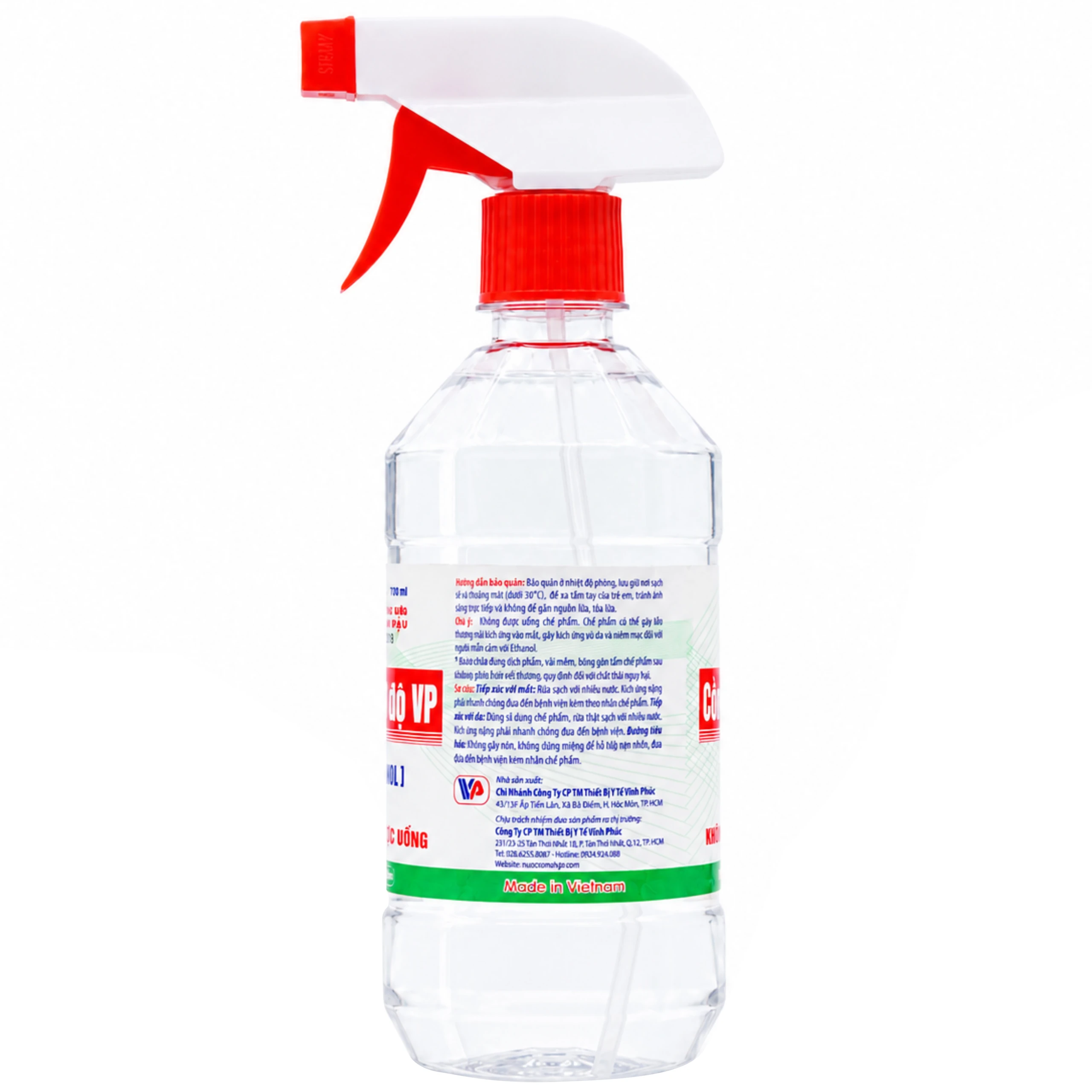 Cồn 70 độ Vĩnh Phúc (có vòi xịt) dùng sát trùng da và tiệt trùng dụng cụ y tế (500ml) 2