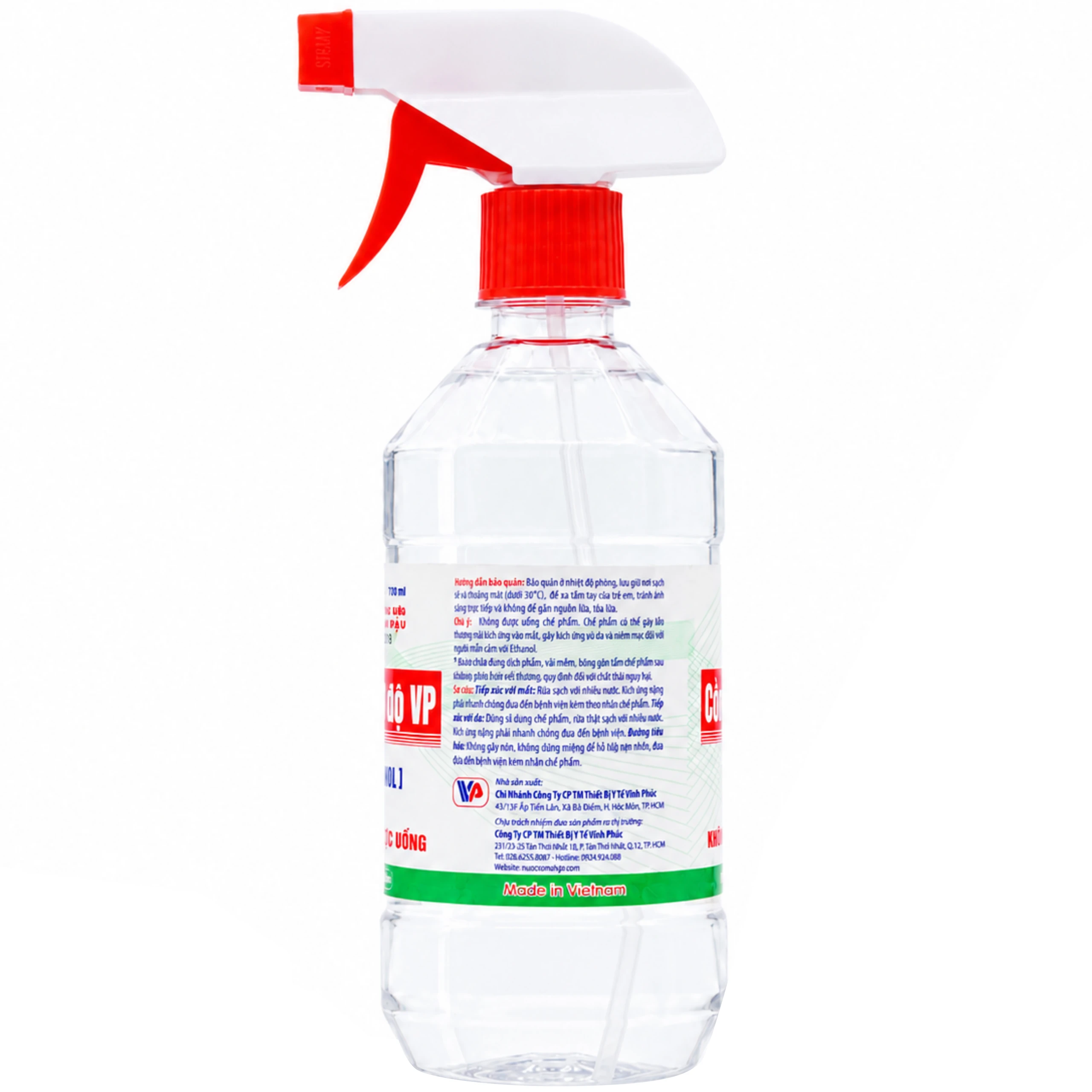 Cồn 70 độ Vĩnh Phúc (có vòi xịt) dùng sát trùng da và tiệt trùng dụng cụ y tế (500ml) 3