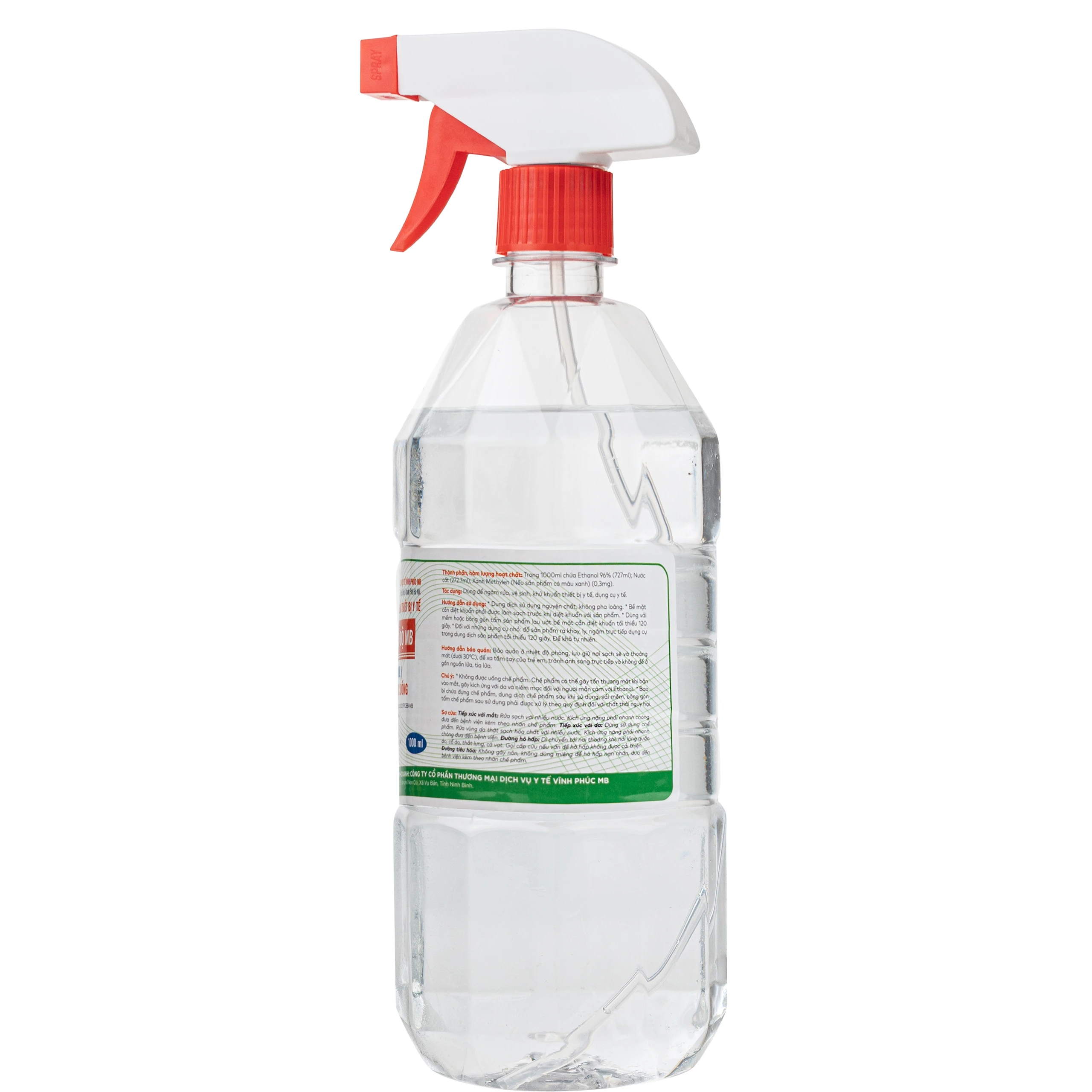 Cồn 70 độ Vĩnh Phúc (có vòi xịt) dùng sát trùng da và tiệt trùng dụng cụ y tế (1000ml) 2