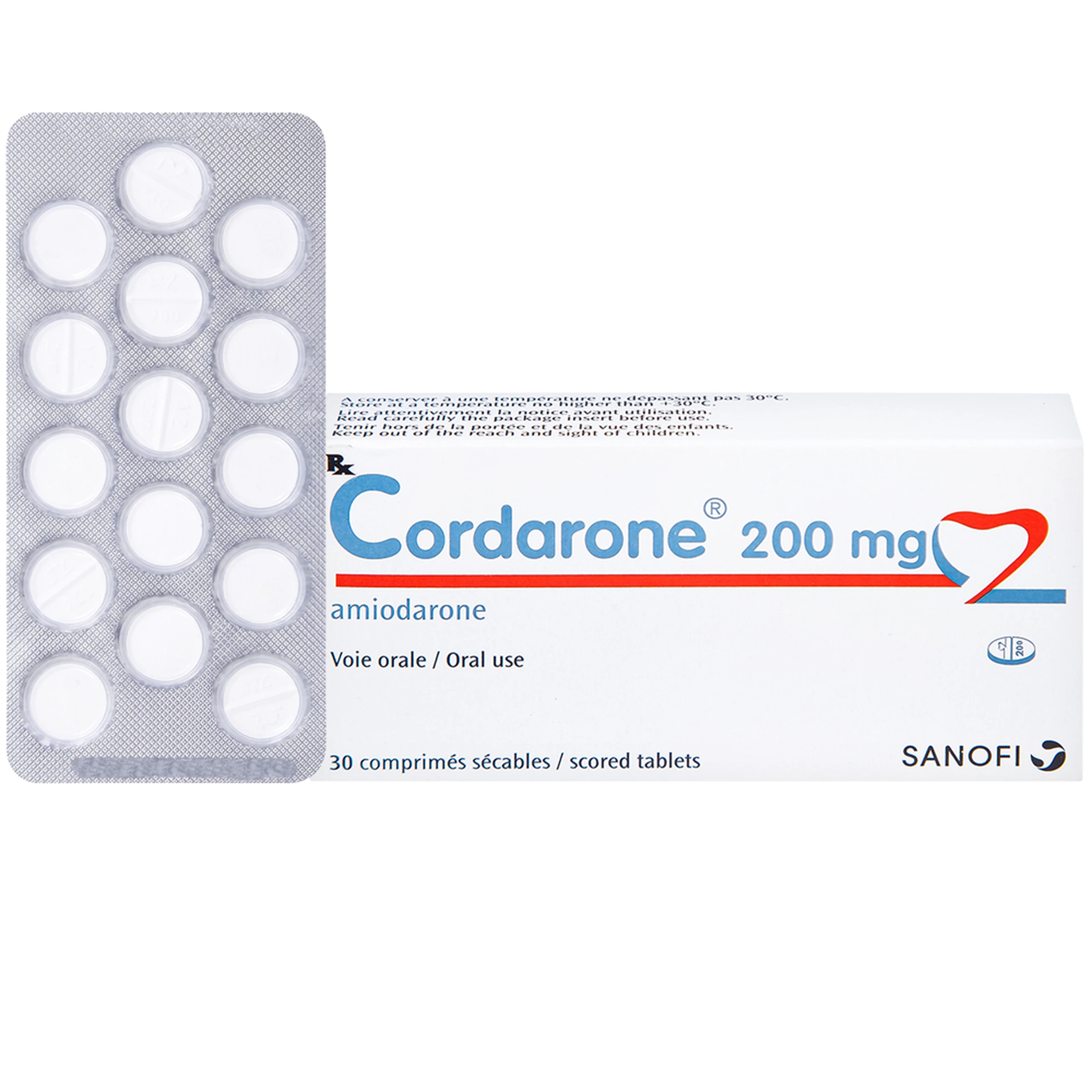 Thuốc Cordarone 200mg Sanofi phòng ngừa và điều trị một số dạng rối loạn nhịp tim (30 viên) 1