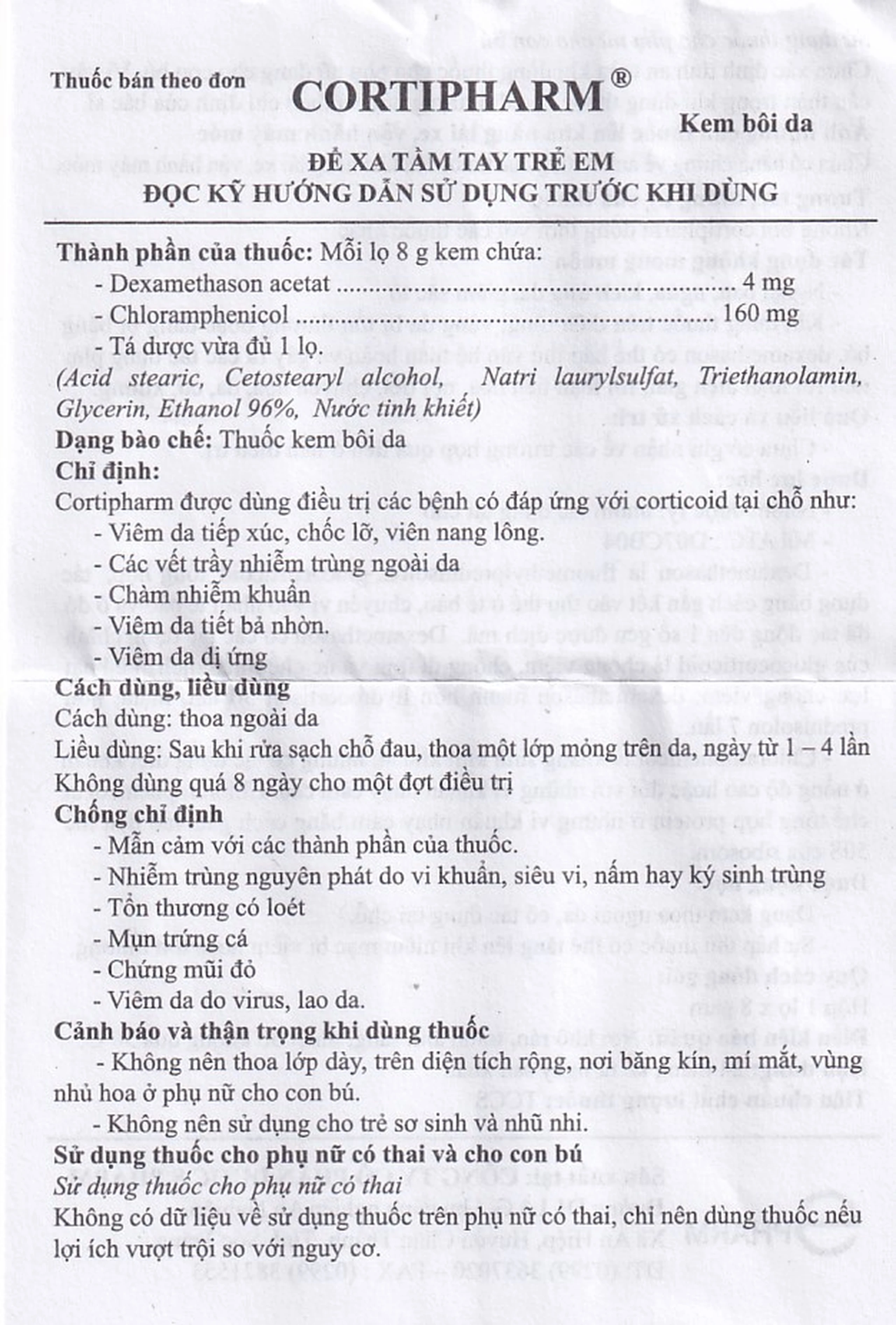 Kem bôi da Cortipharm 8g Spharm điều trị viêm da tiếp xúc, chốc lỡ, viêm nang lông