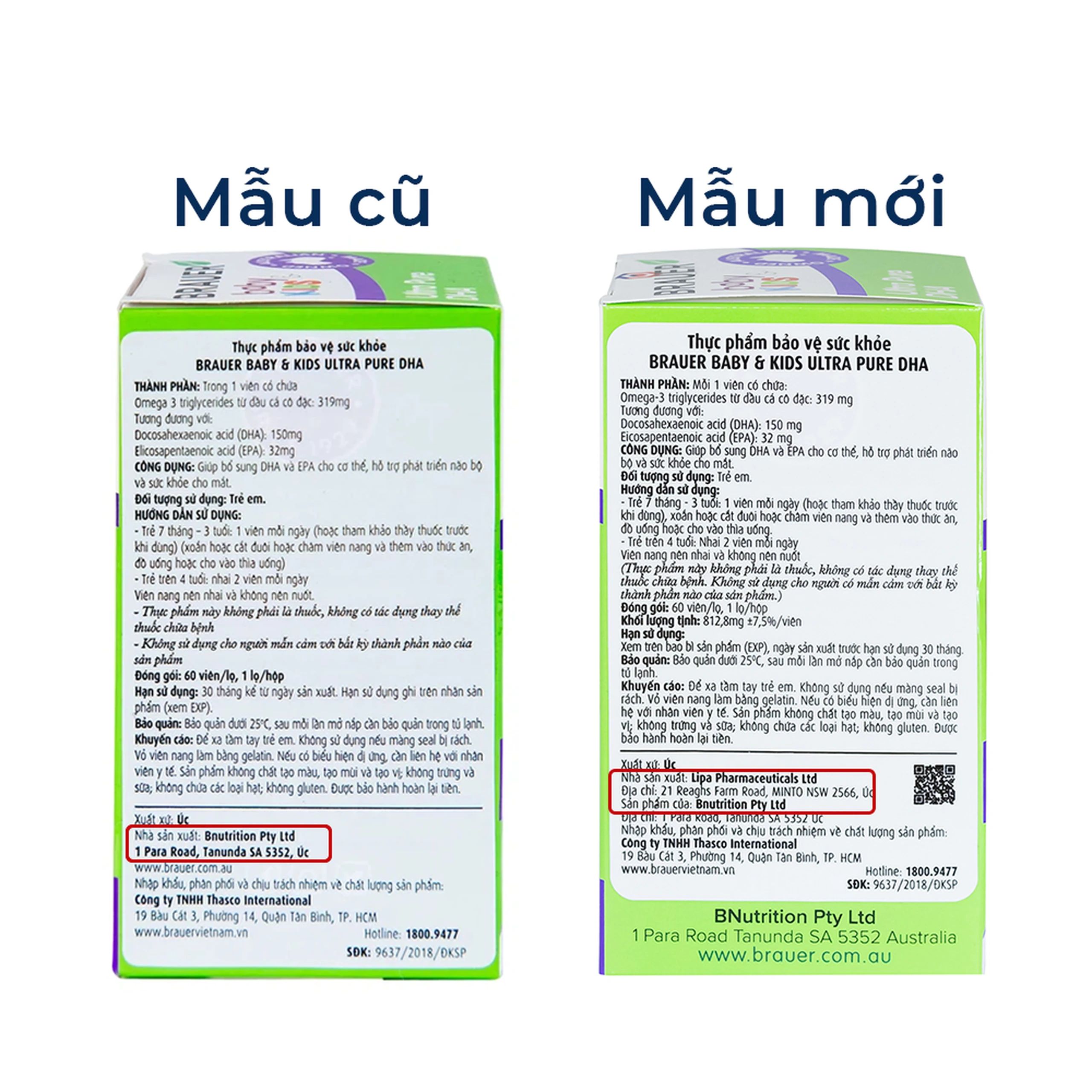 Viên hỗ trợ phát triển não bộ sức khỏe cho mắt Brauer Baby & Kids Ultra Pure DHA (60 viên)