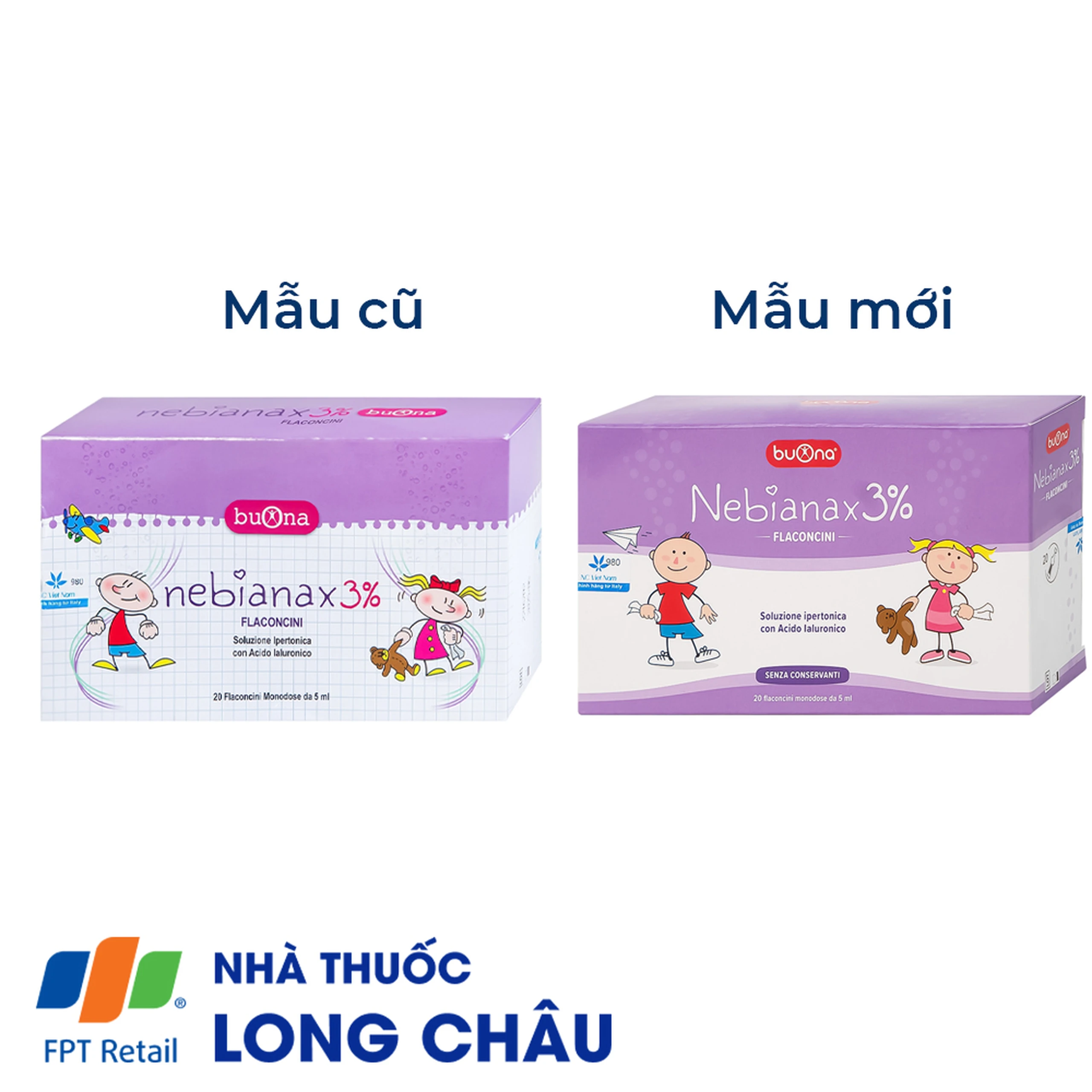 Nước muối sinh lý ưu trương Buona Nebianax 3% (20 ống) hỗ trợ điều trị nhiễm khuẩn đường hô hấp