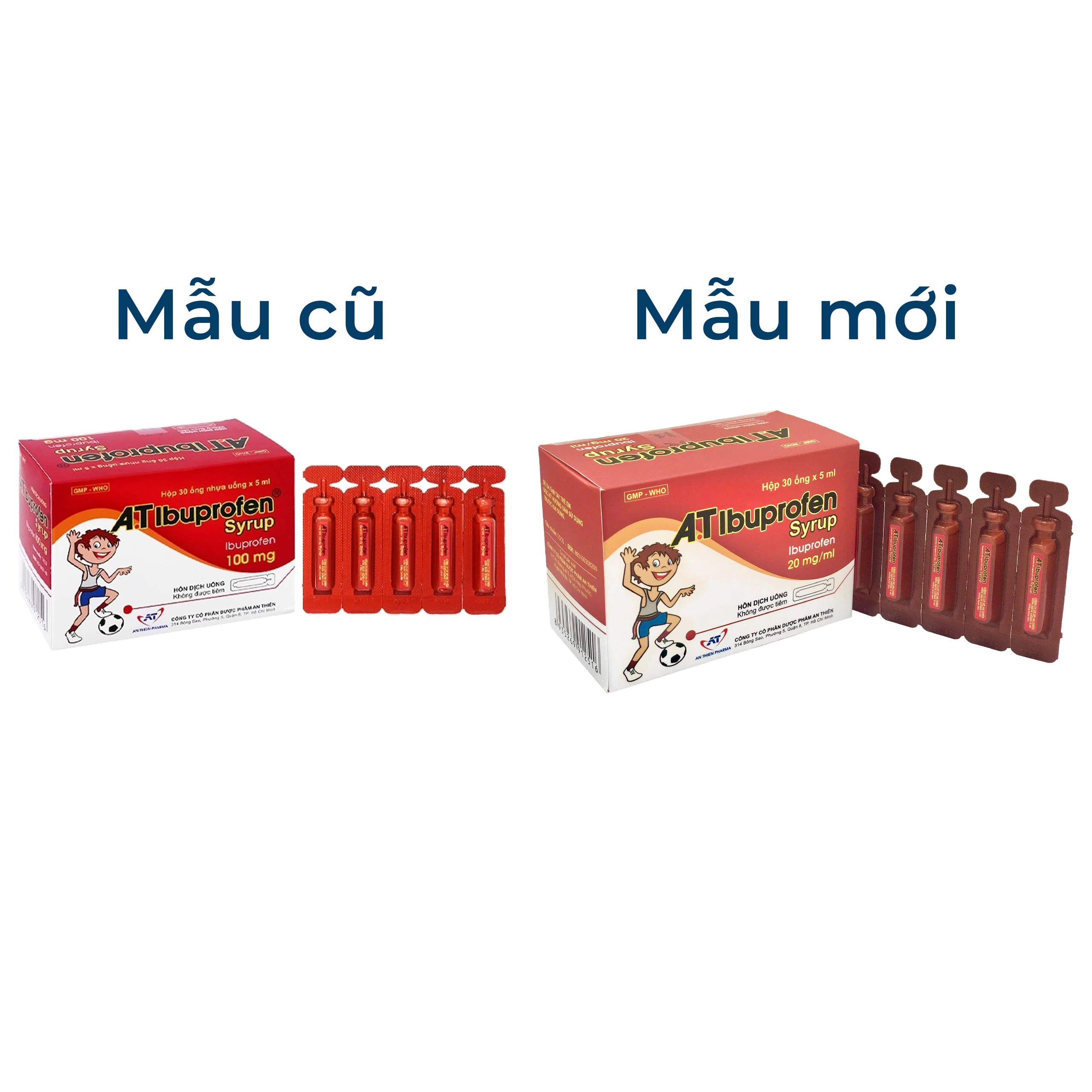 Siro A.T Ibuprofen 100mg An Thiên giảm đau, kháng viêm, hạ sốt (30 ống x 5ml) 2