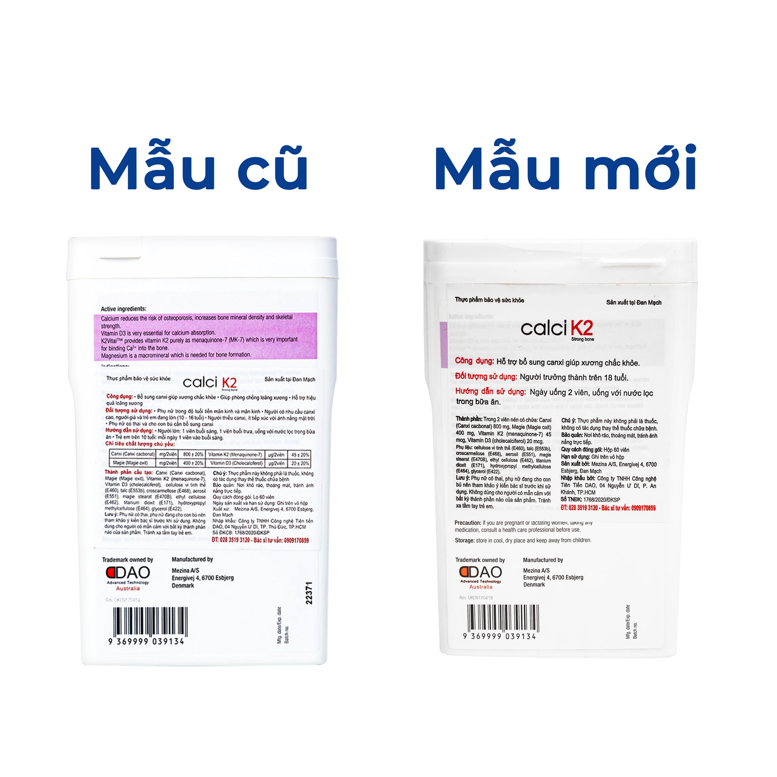 Viên uống hỗ trợ phòng chống loãng xương, bổ sung canxi giúp xương chắc khỏe Calci K2 Dao Nordic Health (60 viên)