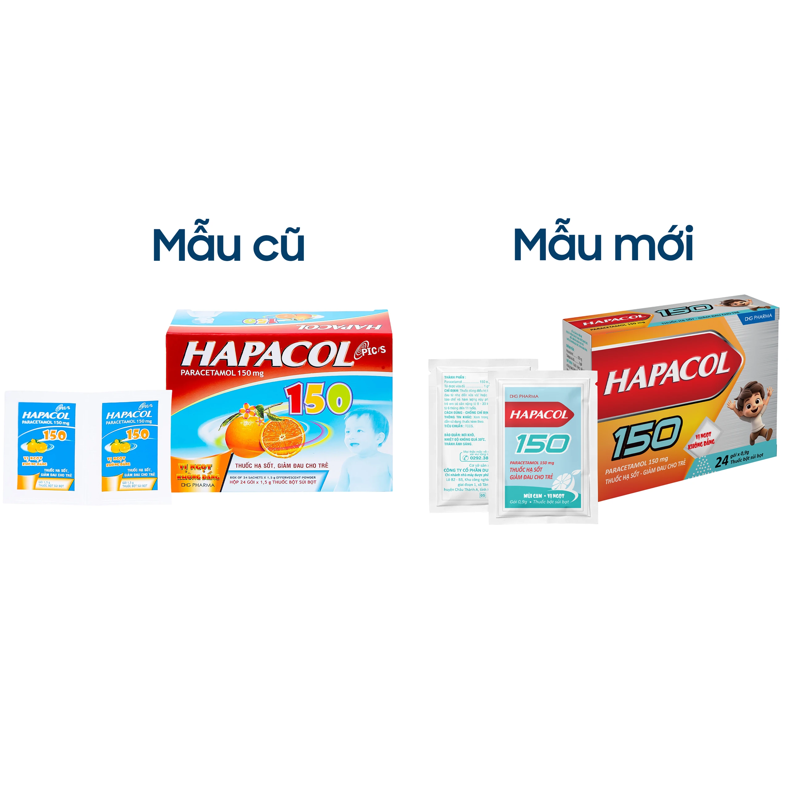 Bột Hapacol 150 DHG giảm đau, hạ sốt (24 gói) 2