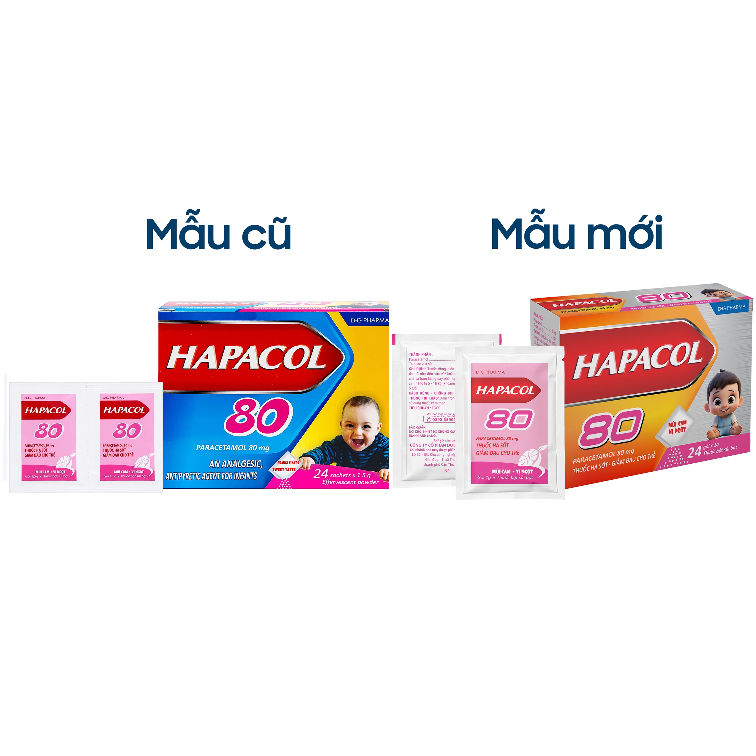 Bột Hapacol 80 DHG giảm đau, hạ sốt (24 gói) 2
