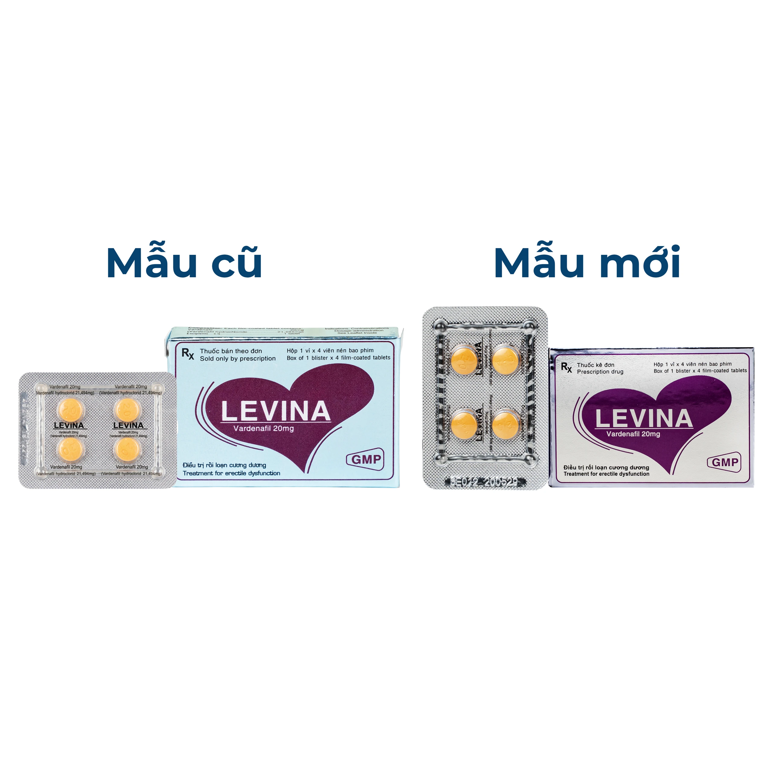 Thuốc Levina 20mg Cophavina điều trị rối loạn chức năng cương dương (1 vỉ x 4 viên) 2