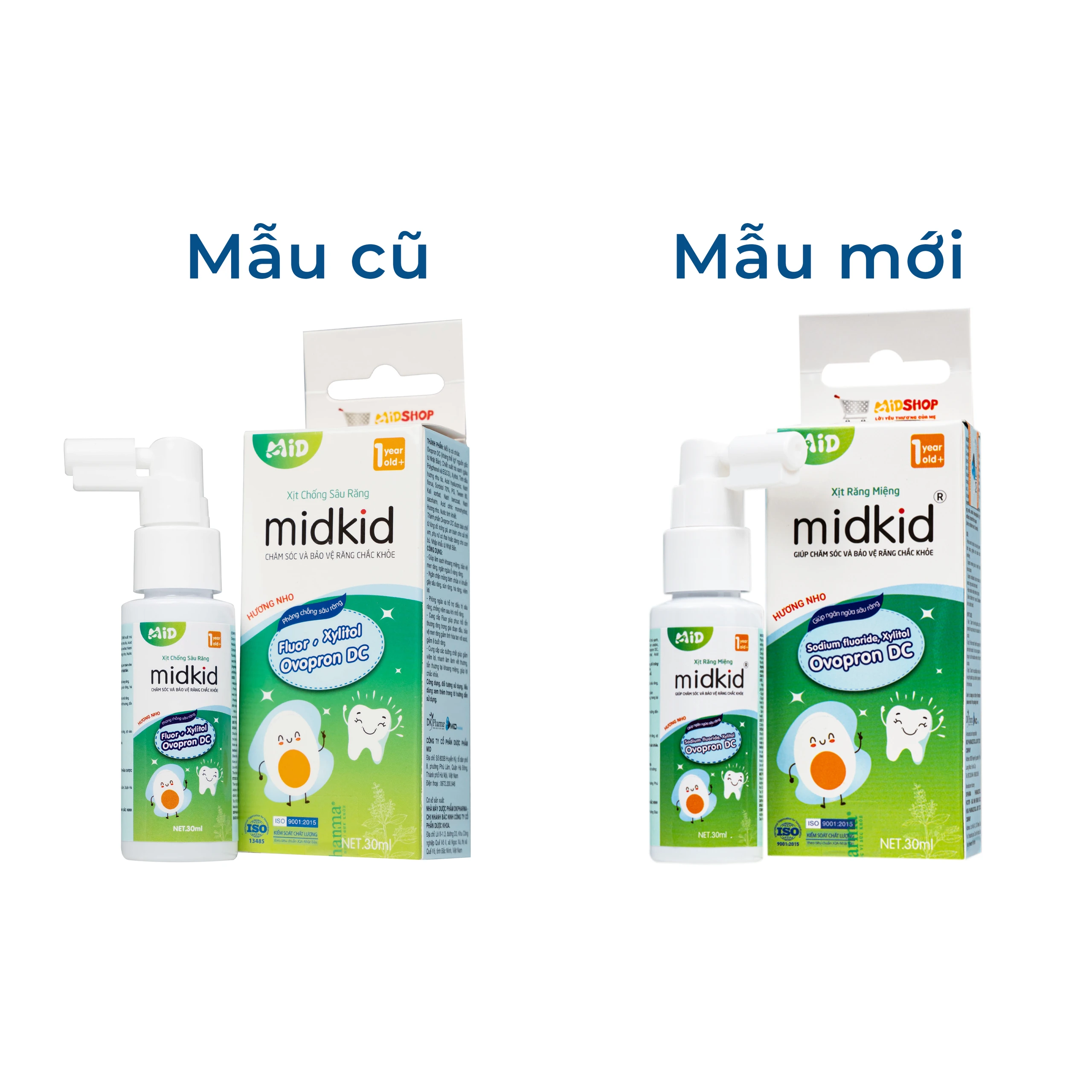 Xịt răng miệng Midkid hương Nho cho trẻ từ 1 tuổi Làm sạch răng miệng, ngừa hôi miệng và sâu răng cho bé (30ml) 2