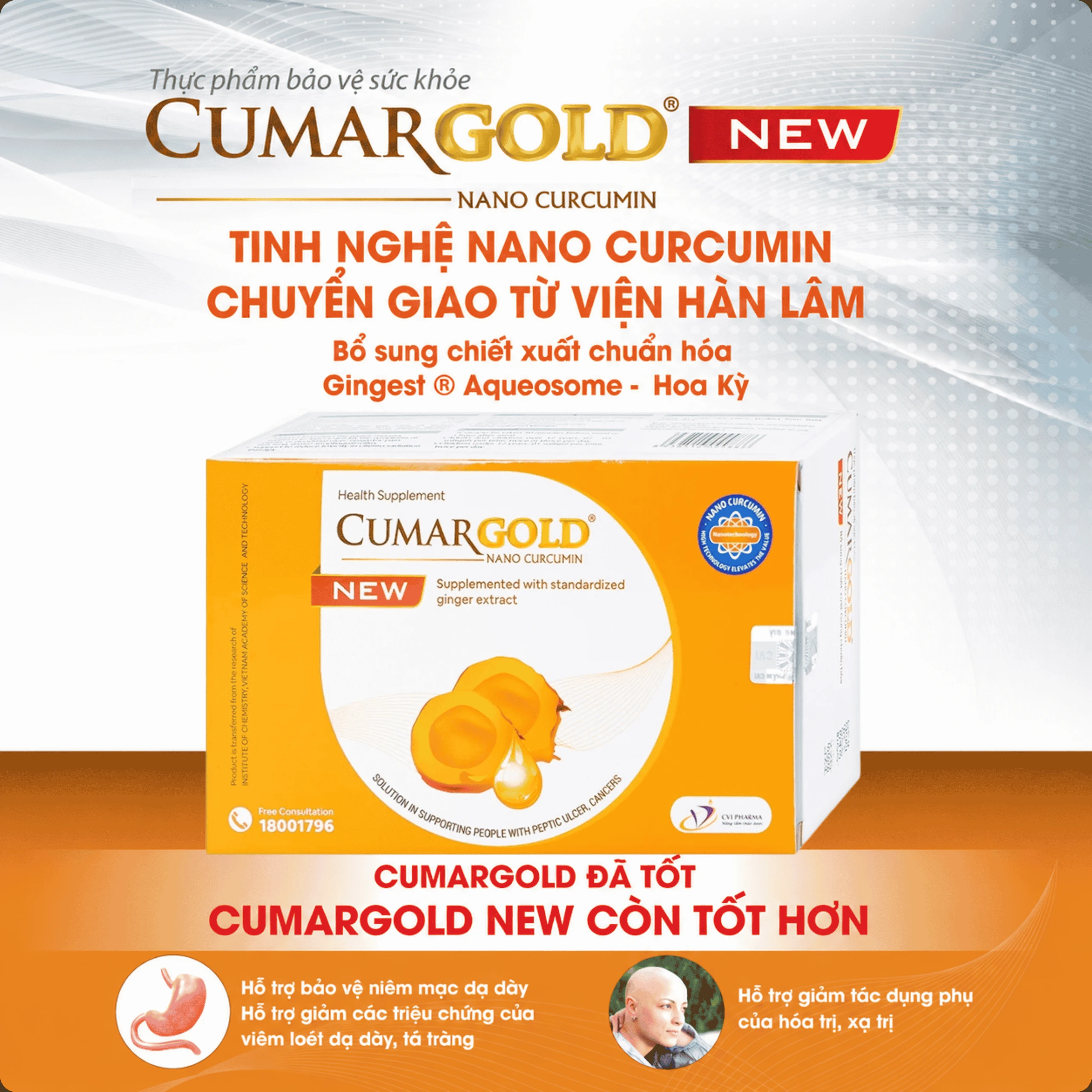 Viên hỗ trợ bảo vệ niêm mạc dạ dày CumarGold Nano Curcumin New CVI (4 vỉ x 10 viên) 2