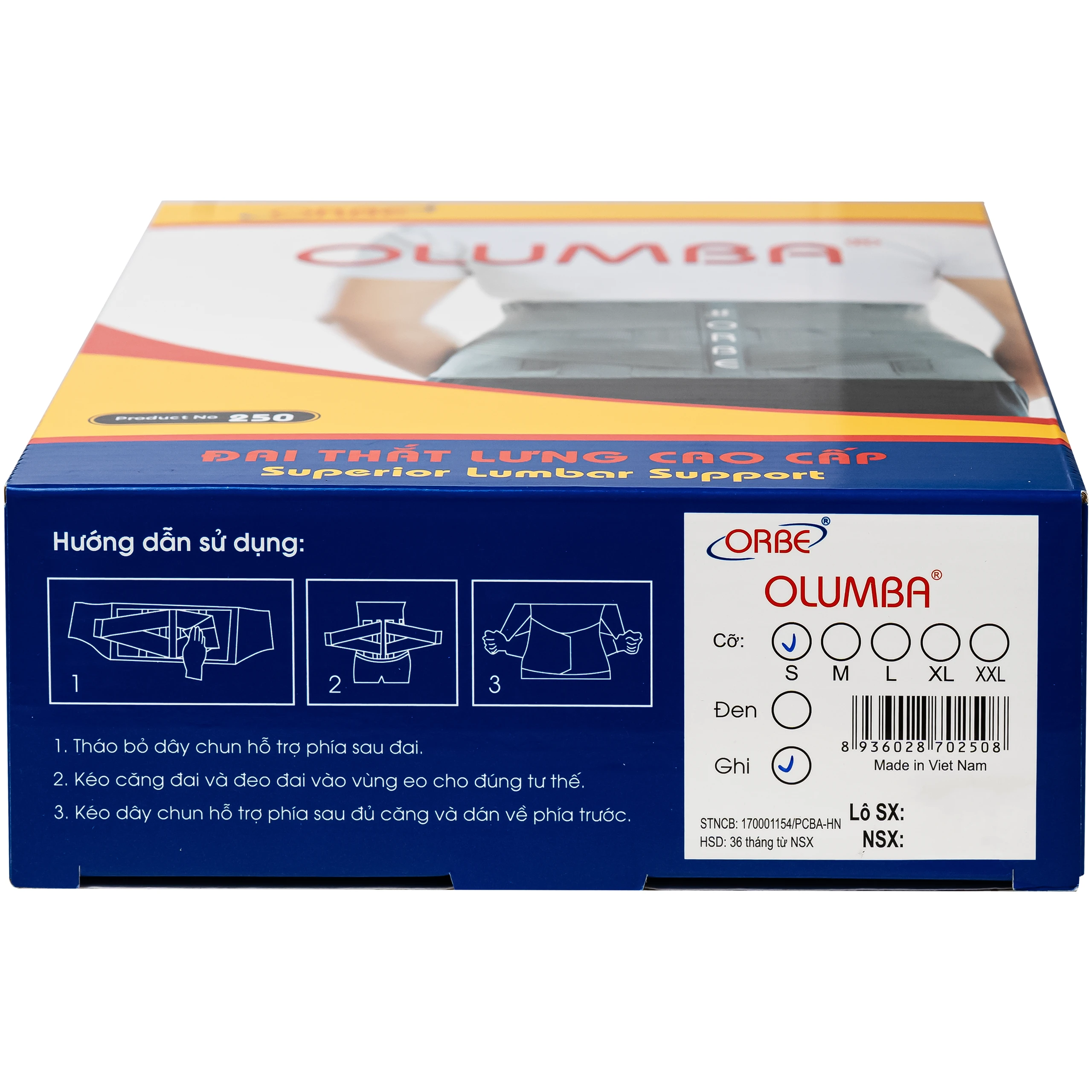 Đai thắt lưng Olumba Orbe size S hỗ trợ giảm đau, cố định cột sống 11