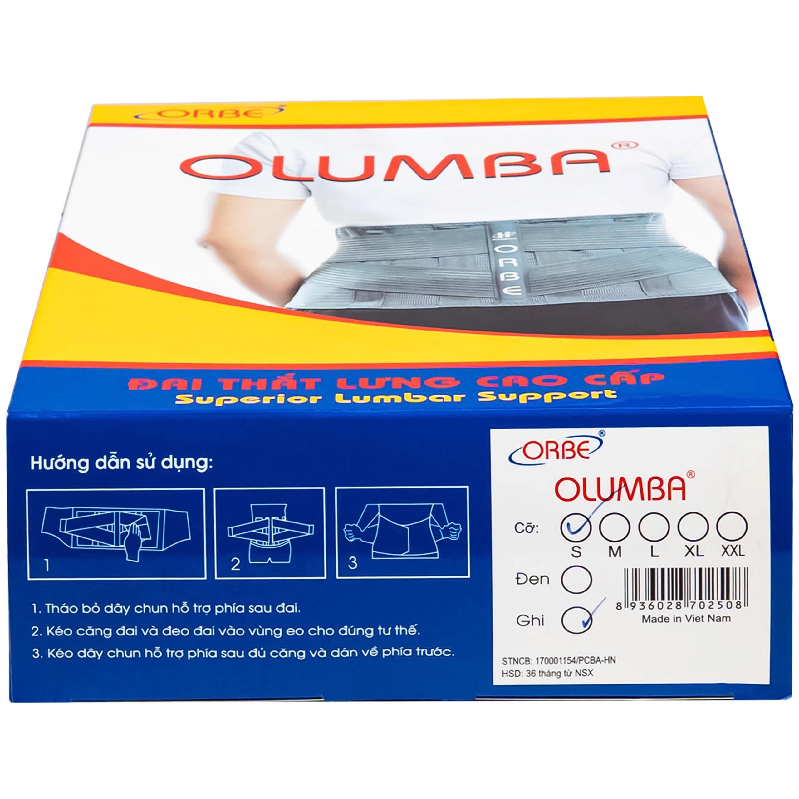 Đai thắt lưng Olumba Orbe size S hỗ trợ giảm đau, cố định cột sống 6