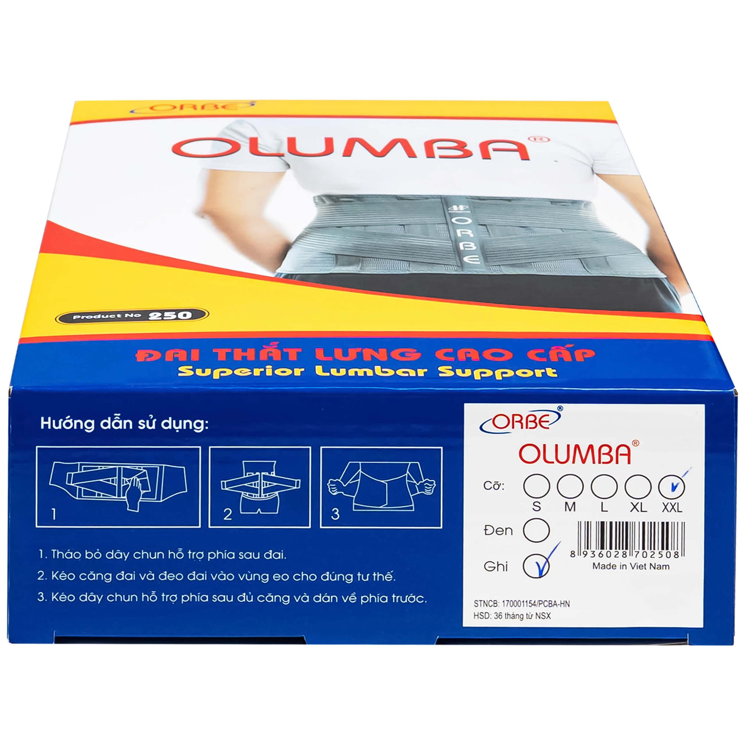 Đai thắt lưng Olumba Orbe size XXL hỗ trợ giảm đau, cố định cột sống 11