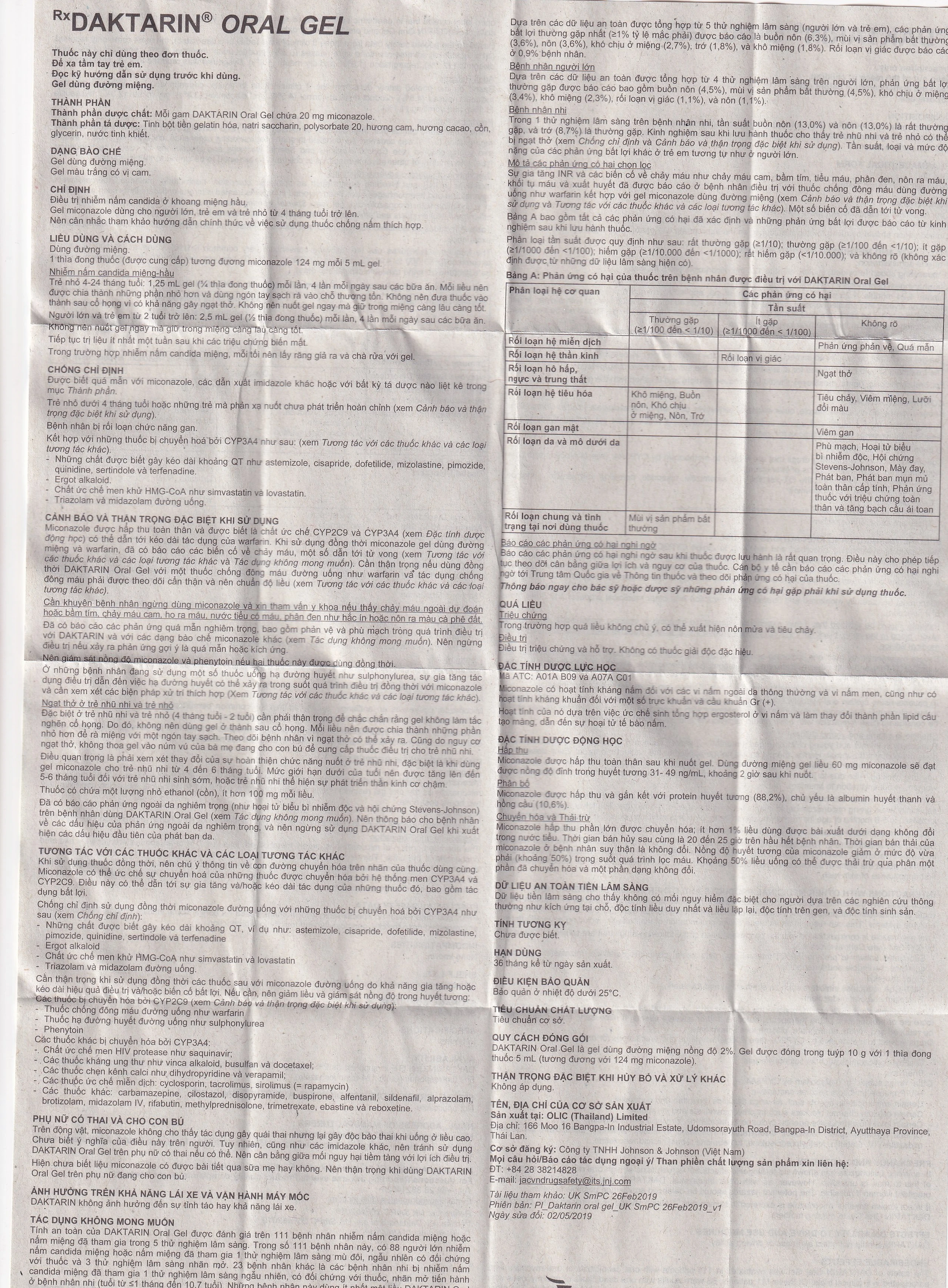 Gel Daktarin Oral Janssen điều trị nhiễm nấm candida (10g)