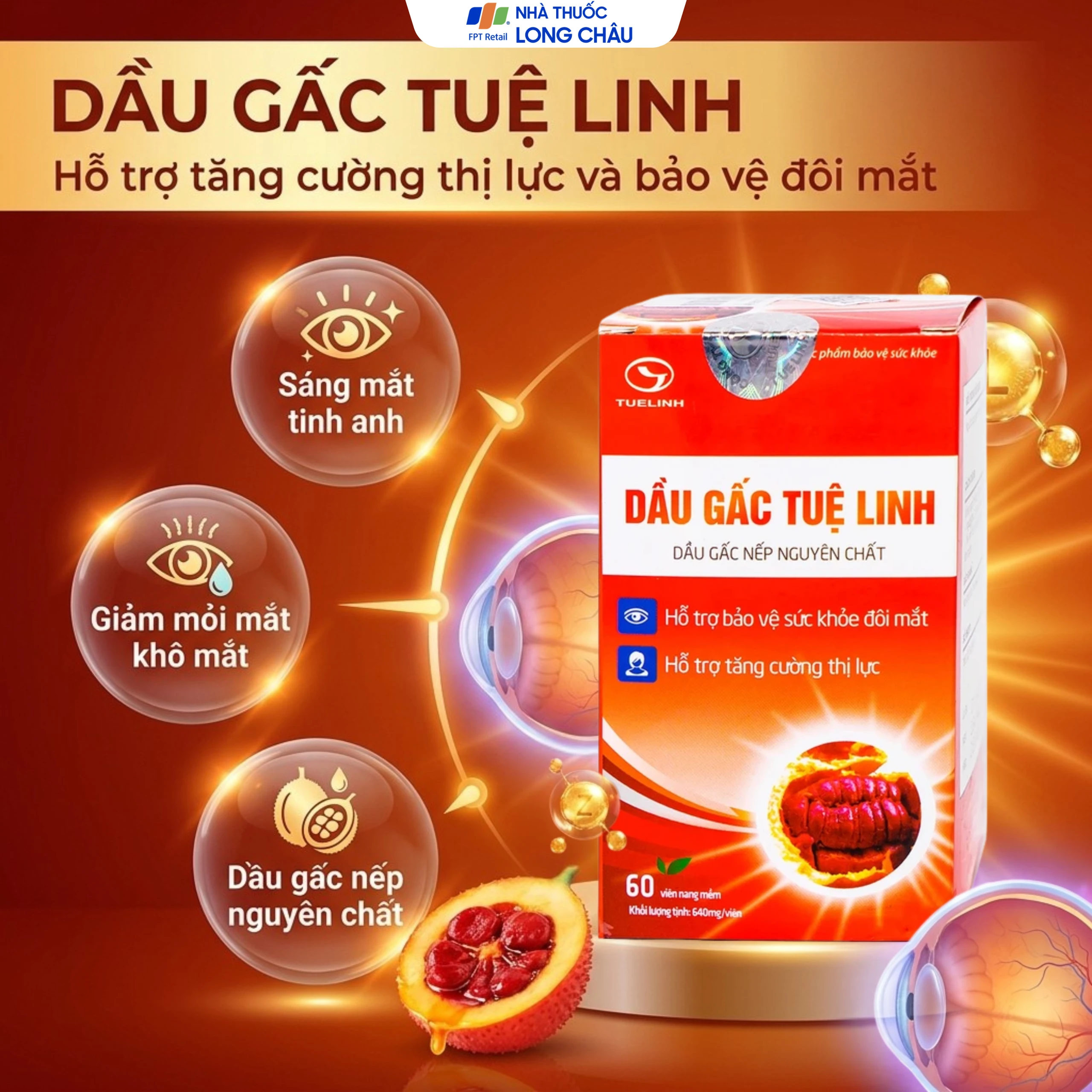 Viên hỗ trợ tăng cường thị lực Dầu Gấc Tuệ Linh (60 viên) 2